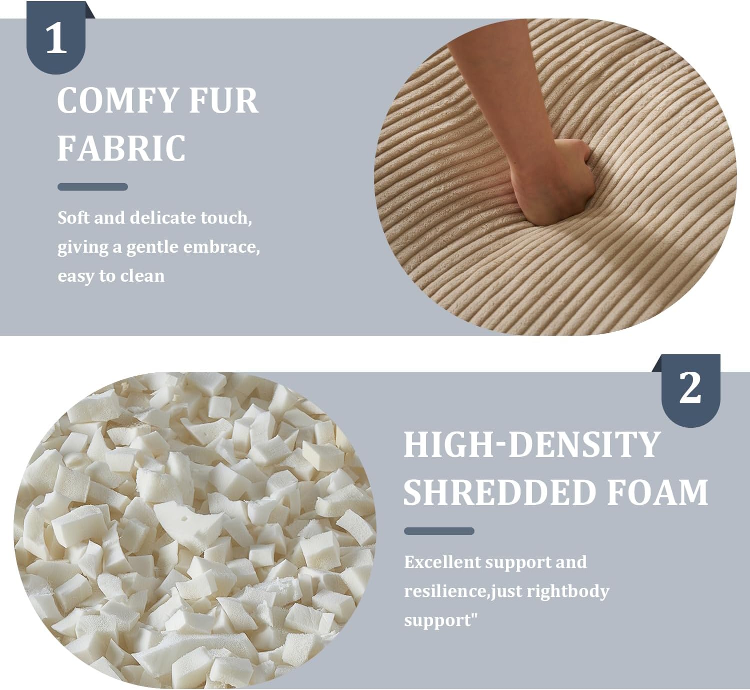 MOJAY Giant Bean Bag Chair, Oversized Plush Fluffy Lounge Chair with Filling, Comfy Stuffed Sofa with Backrest for Adults and Teens, Cozy for Gaming, Reading and Relaxing in Bedroom or Living Room - Image 6