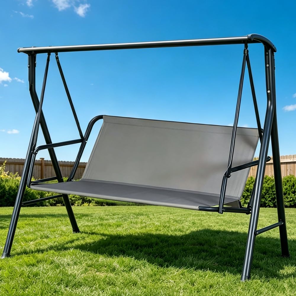 Ersatz-Schaukelsitzbezug, Hollywoodschaukel Sitzbezug 600D Oxford Gewebe Wasserdicht Reißfest Ersatzpolster Gartenstuhl Sitzbezug Passform für 2-3Sitzer (138 * 50 * 50cm,Grau)
