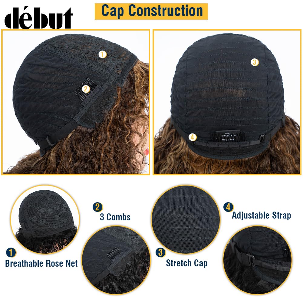 Peluca de pelo humano con flequillo corto y rizado Bob peluca de pelo humano Jerry Curl Bob peluca para mujeres negras 150% densidad sin encaje frontal peluca sin pegamento (30 cm, P4/30/27)