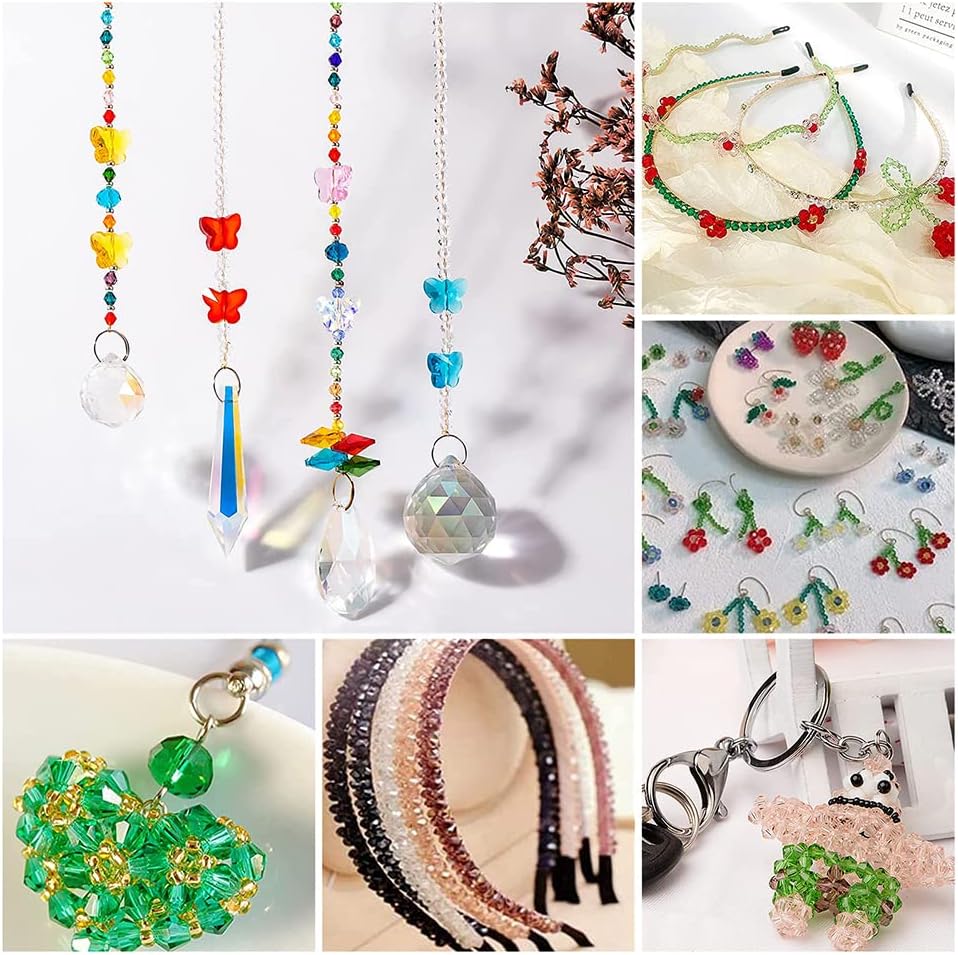 PH PandaHall 500pcs Blue Crystal Beads, 6mm Blue Sea Faceted Glass Bead 5 Colors Rondelle Loose Beads Spacers for SummerHawaii Boho Bracelets Necklaces Bag Flower DIY Crafts Jewelry Making - Image 6