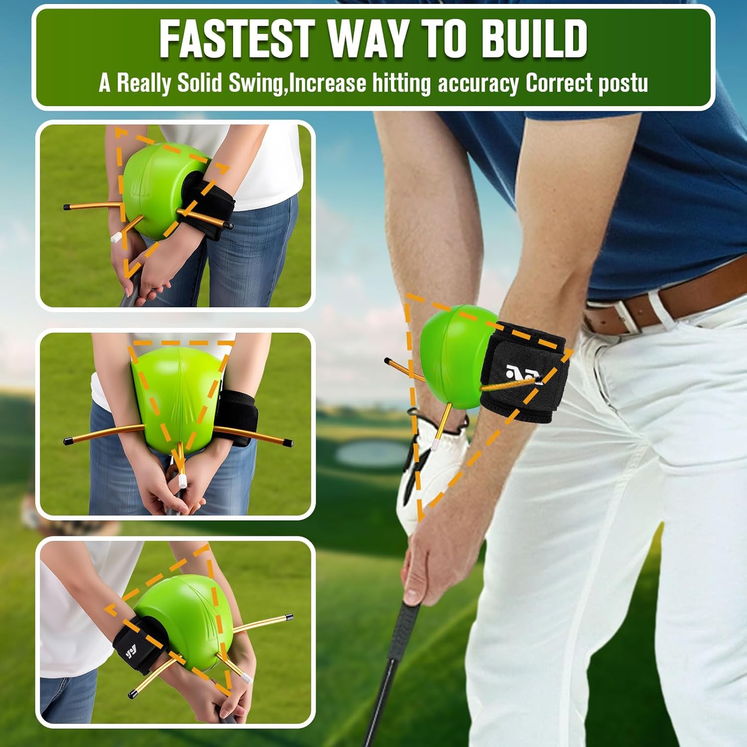 Golf Swing Trainer - The Connector Training Aid with Aviation Aluminum Smart Ball for Posture Correction & Arm Positioning, Professional Portable Design for All Skill Levels