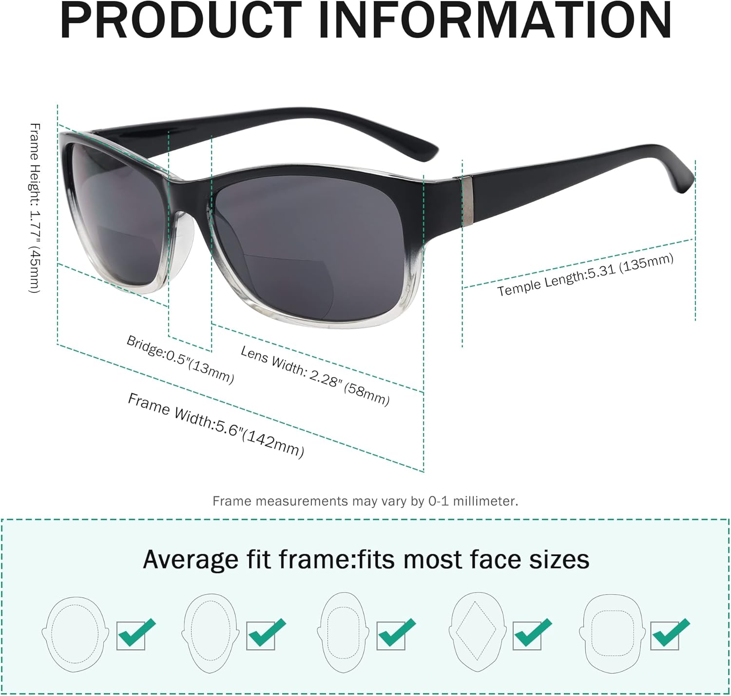Eyekepper Bi-Focal Sunshine Readers Fashion Bifocal Sunglasses Black-clear Frame 2.5 x image 3 of 8 B01A32S92K