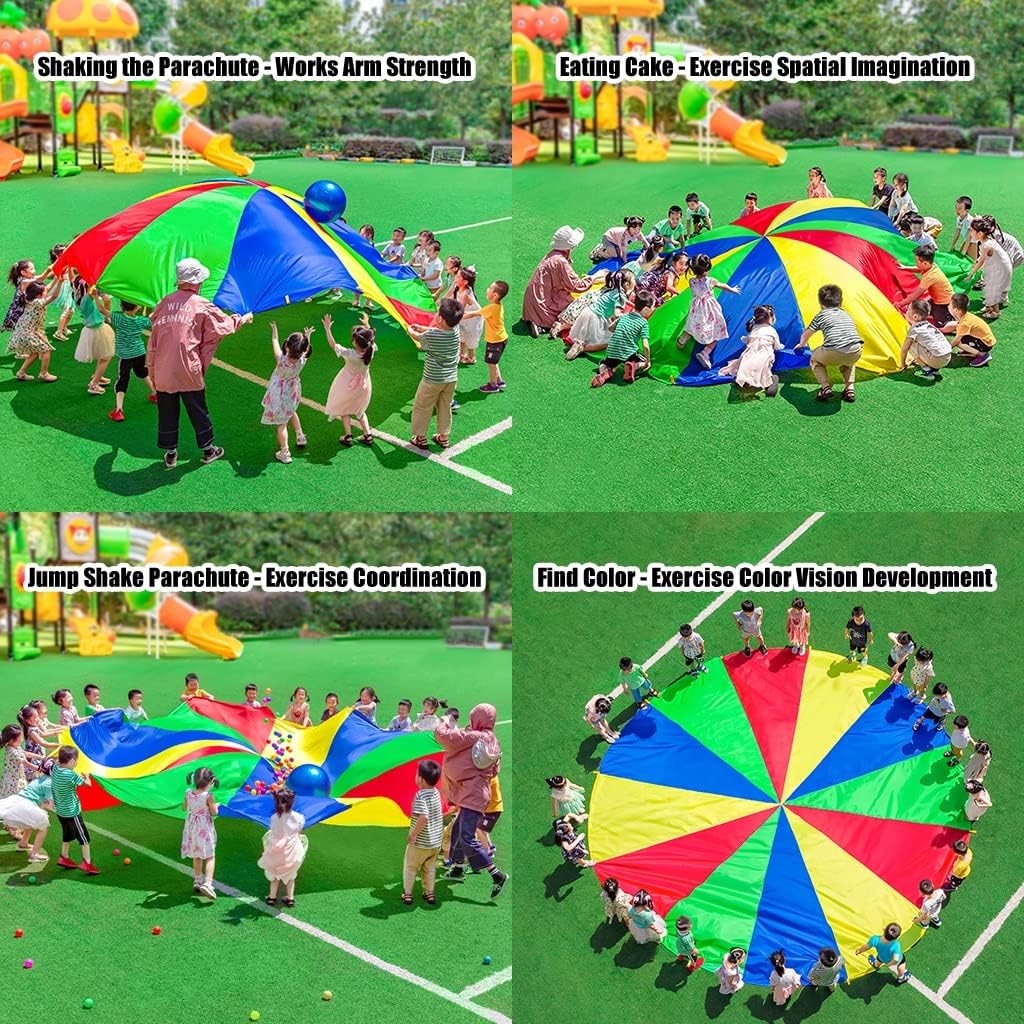 Play Parachute Parachute Toy with Storage Bag, Oxford Cloth Parachute Game, and Easy to Clean Parachute Parachute(2m/6.5ft)