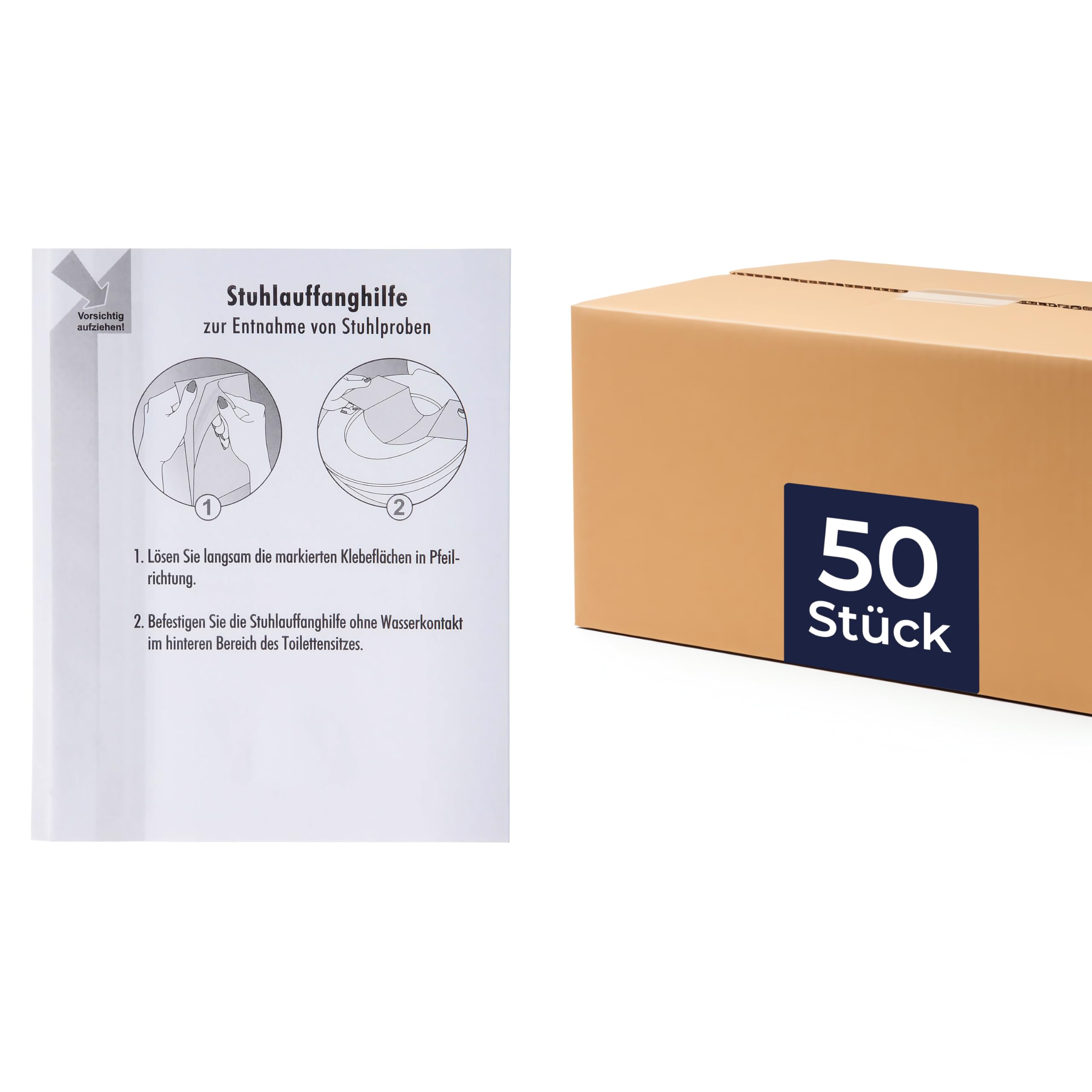 HaseMed - Juego de 50 recolectores de sillas desechables con pestañas adhesivas para inodoro, muestras higiénicas y limpias, biodegradables y solubles en agua para laboratorio, práctica y hogar
