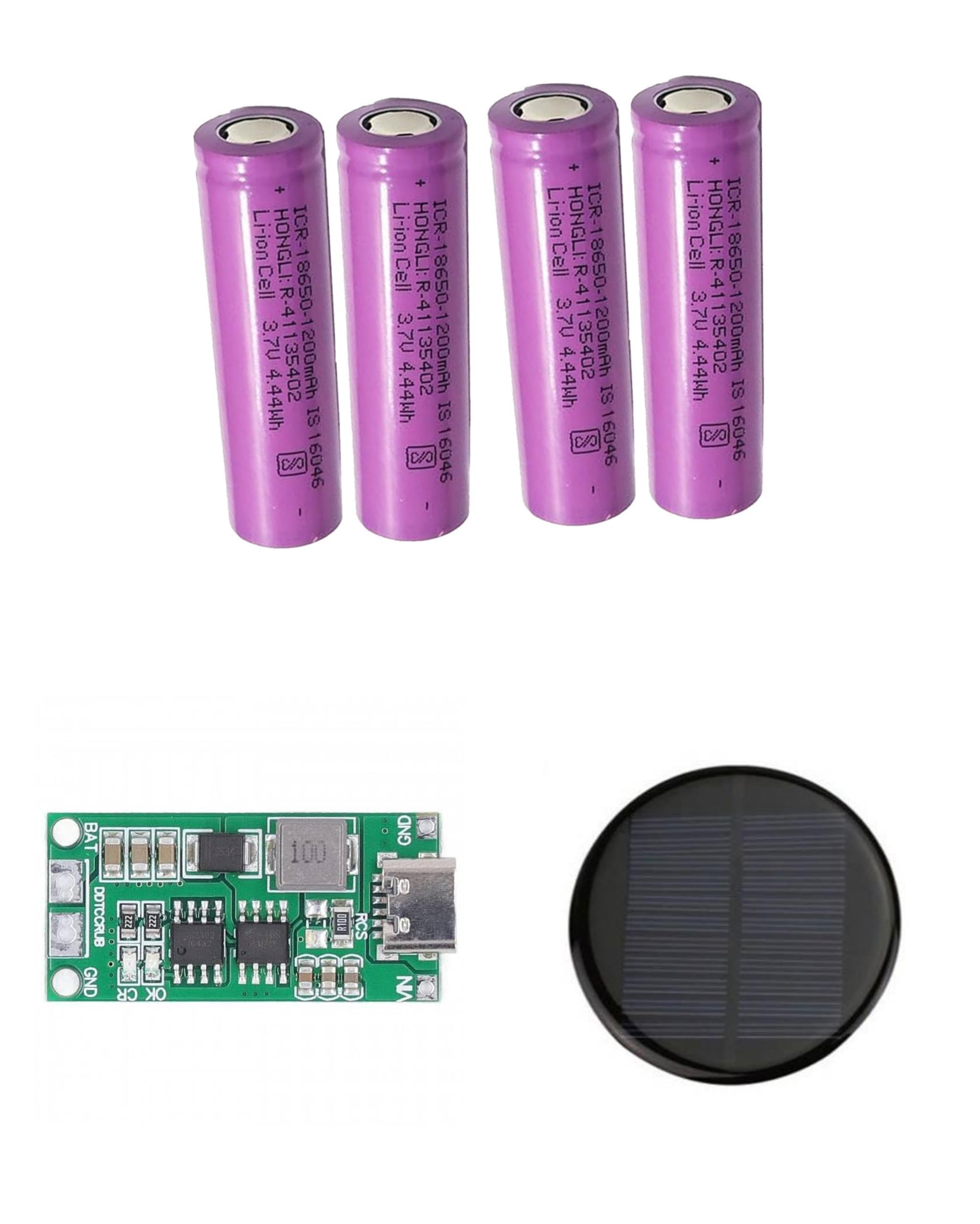 Sam Combo of 5 Volt Round Shape Mini Solar Panel with 4 pcs 1200mah Cell and 1 pcs 5 Volt to 12 Volt Battery Charging Module-image-27