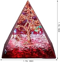Vista 42 de Rockcloud Healing Crystal Gold Wire Orgone Pyramid Stone Figurine Energy Generator for Meditation Reiki Balancing, Rose Quartz