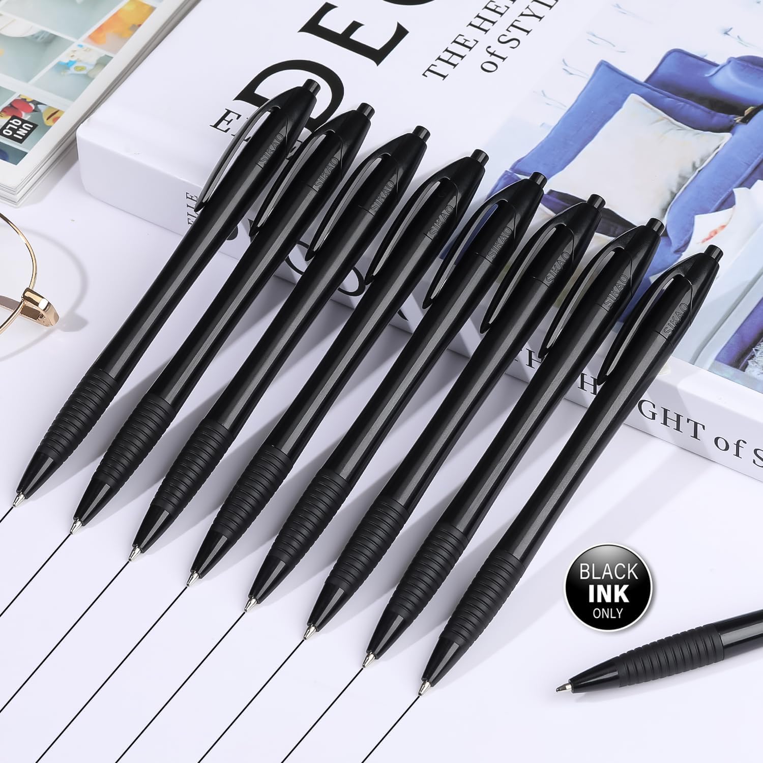 Pens Bulk 60 Pack Black Gripped Slimster Ballpoint Pens Black Ink 1 0mm Medium Point Smooth Writing Click — view 2