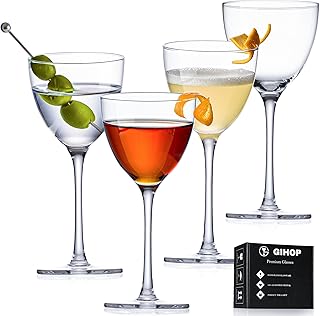 Nick and Nora Cocktail Glasses, 5.8Oz Hand Blown Martini Glasses Set of ...