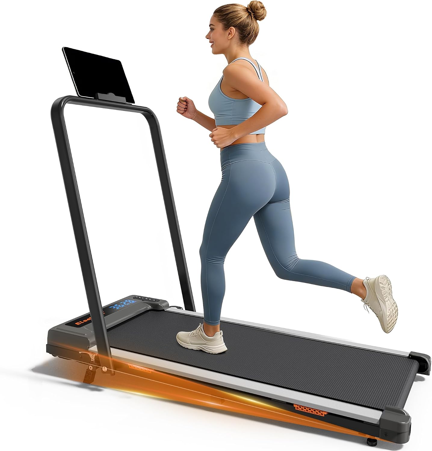 Elseluck Walking Pad Treadmill with Manual Incline, Handle Bar, 2.5 HP Quiet Motor, Compact Under Desk Treadmill for Home Office, Speed 0.6-3.8 MPH, Portable with Remote