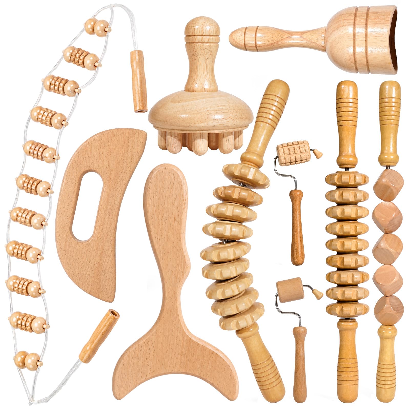 Set di strumenti per massaggi per terapia del legno, set di strumenti per massaggio linfatico per scolpire il corpo, kit massaggiatore anticellulite per rilassamento muscolare, strumenti per