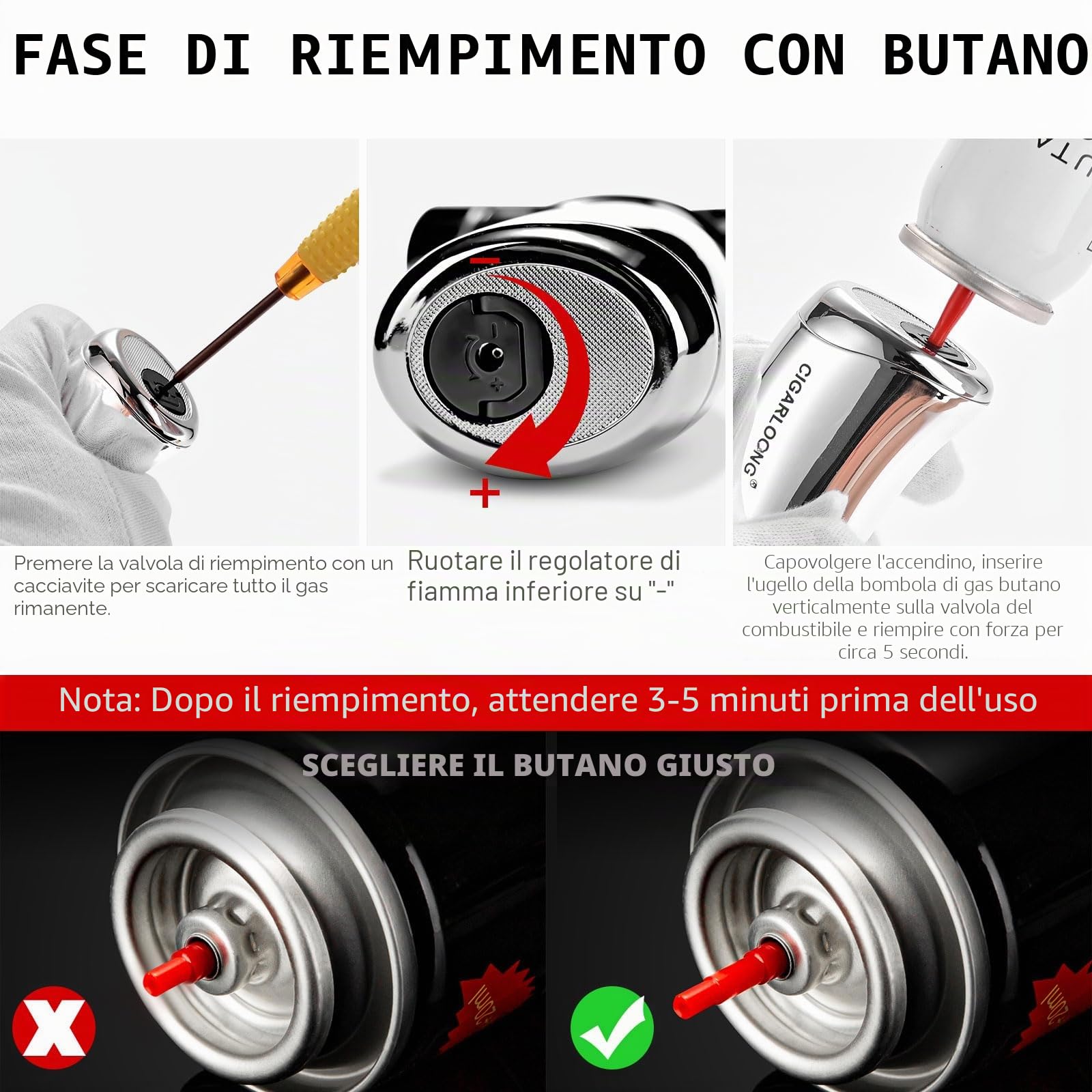CIGARLOONG Set tagliasigari e accendino a doppia lama singola a ghigliottina e 4 fiamme a getto ricaricabile con posacenere in lega di zinco