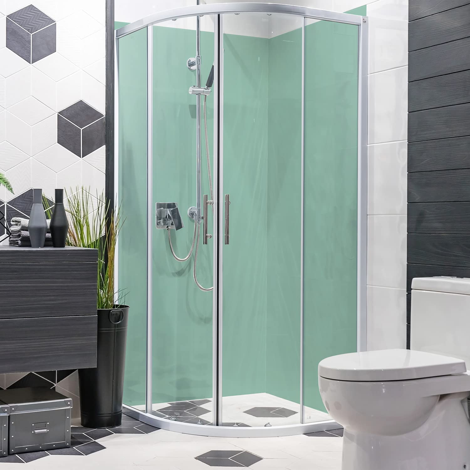 Dedeco Eck-Duschrückwand Wasserfest Taupe V1 – 2x 90x200 Cm Aluminium, Made In Germany