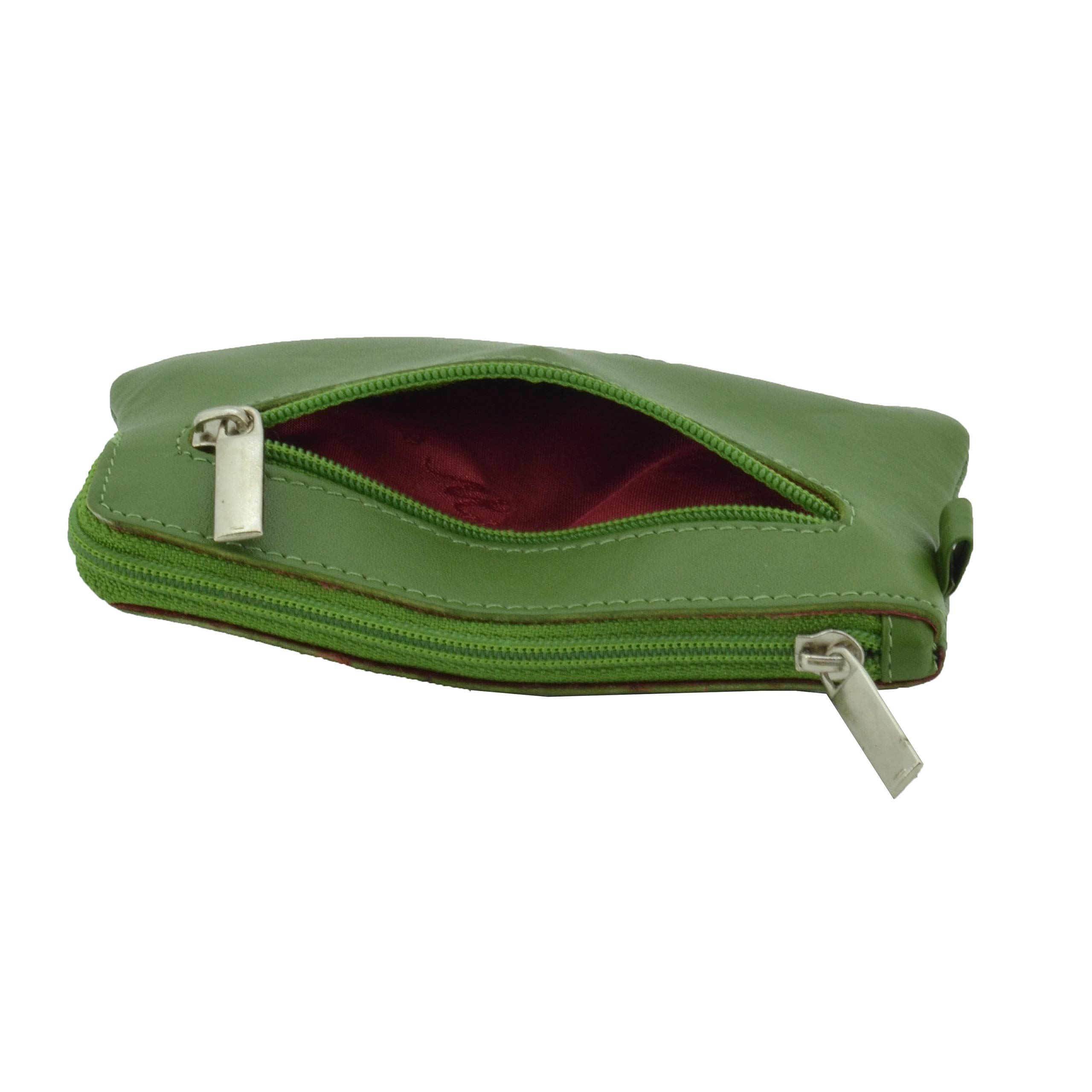 Portachiavi Portamonete Unisex, Vera Pelle, 2 Tasche con Cerniera, Scatola Regalo