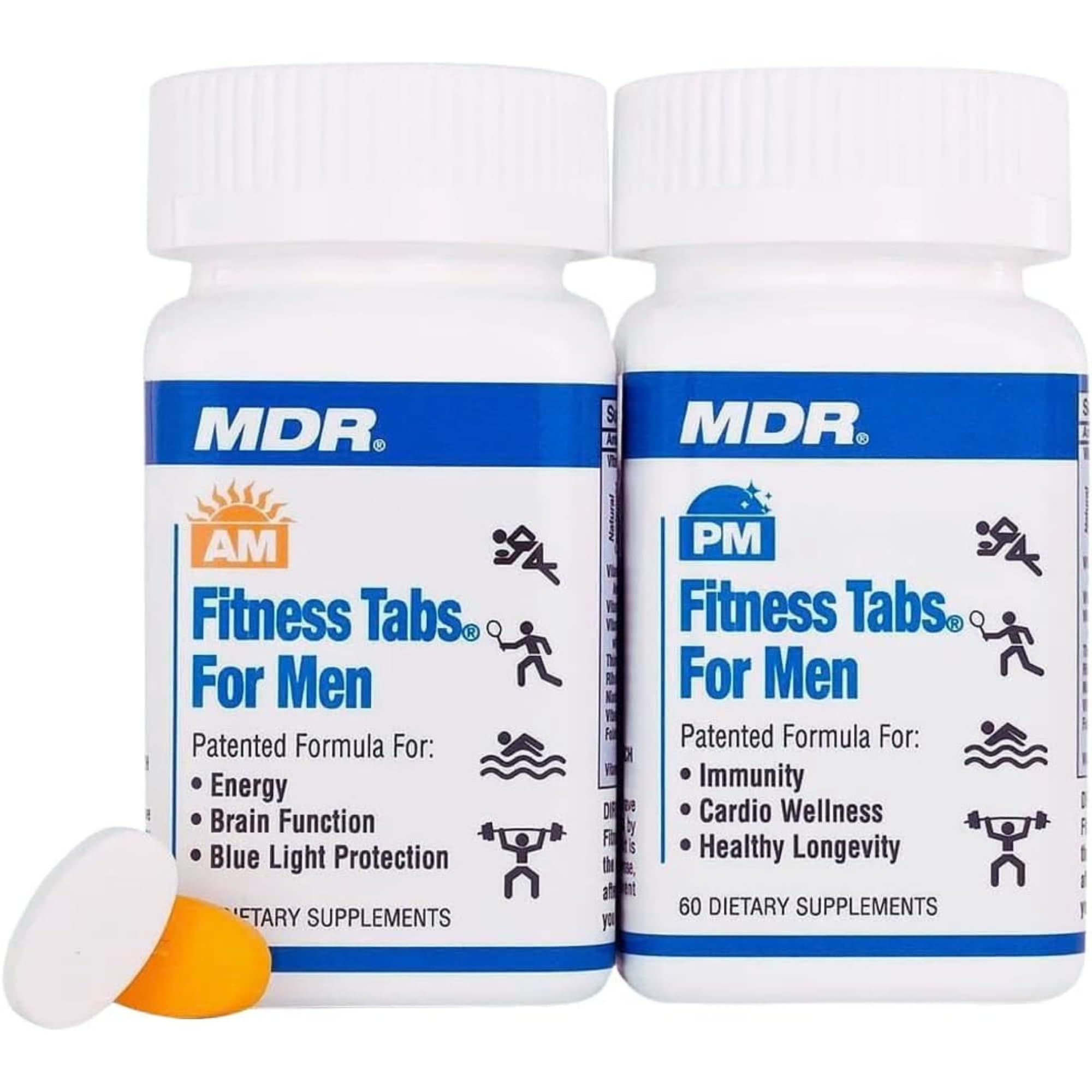 MDR Fitness Tabs Patented AM/PM Multivitamin for Men – Doctor Formulated Daily Supplement with Targeted Nutrients for Energy, Brain Function, Immunity & Cardio Health – Gluten Free – 2 Month Supply