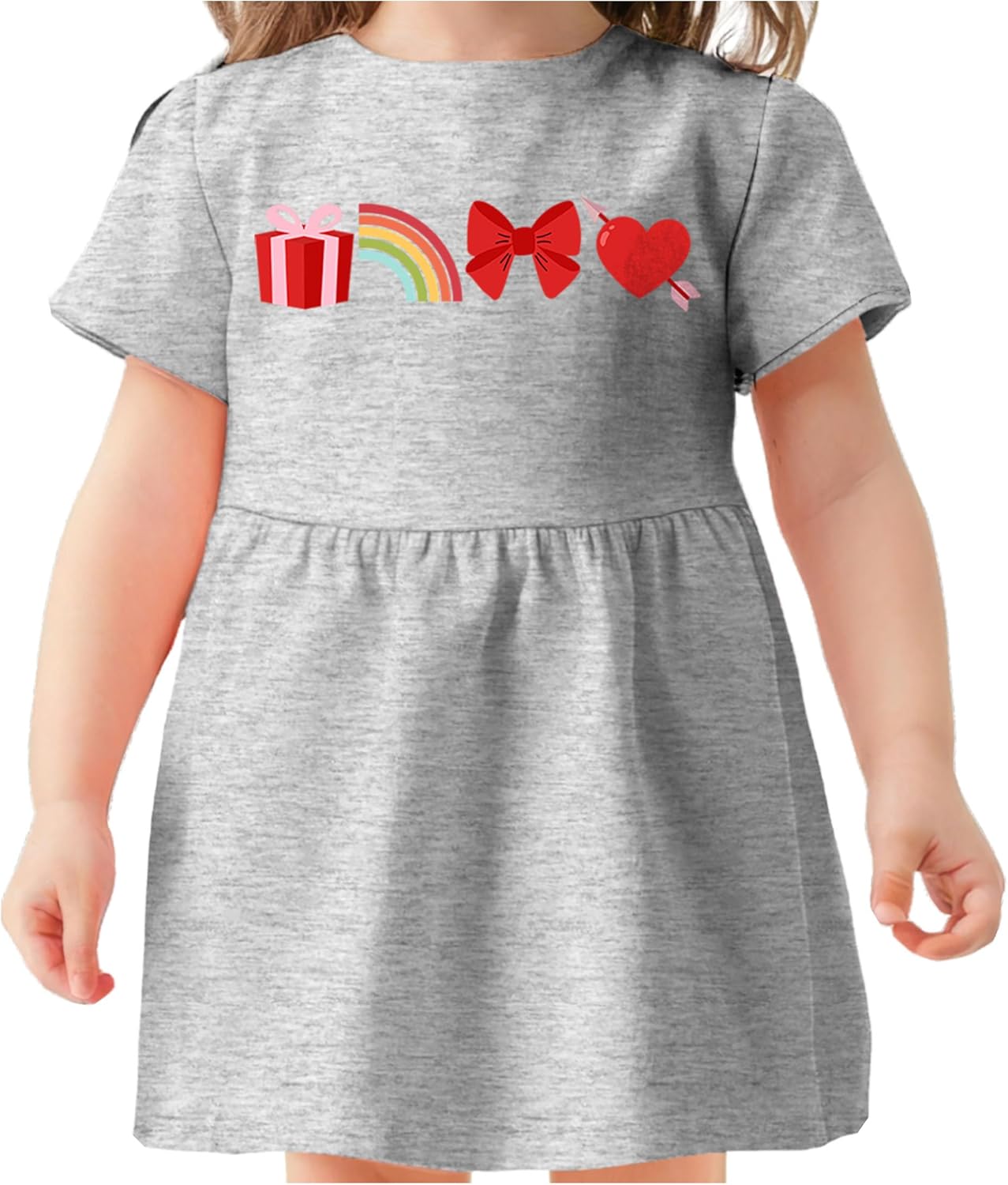 Tstars Heart and Rainbow Toddler Girls Valentines Day Dress Baby Valentine Outfit Girl Dresses for Infants Toddlers