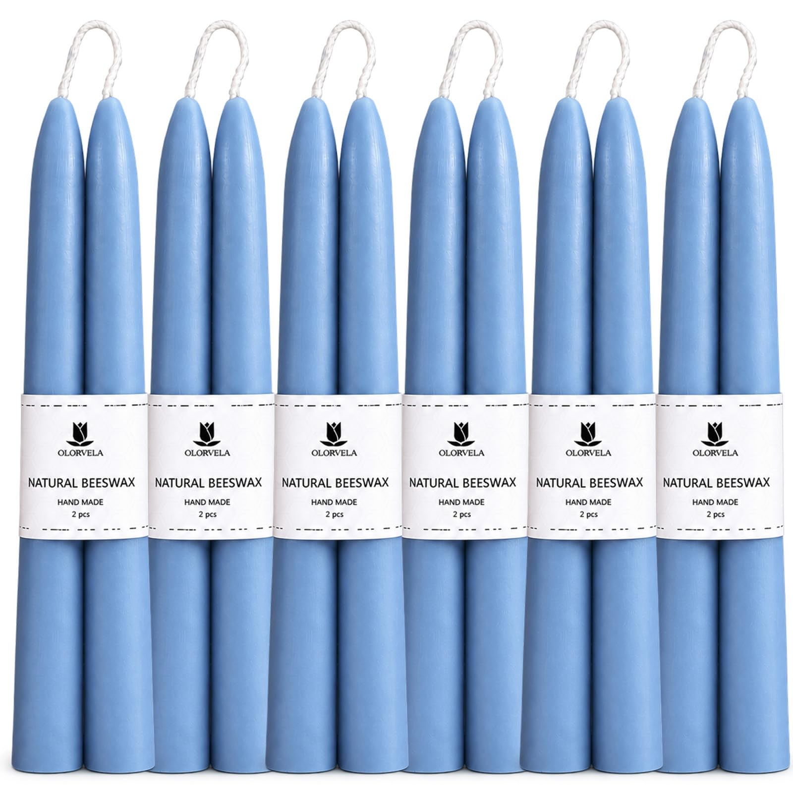 Blaue Bienenwachskerzen, 20,3 cm lang, rauchfrei, tropffrei, geruchlos, natürliches Bienenwachskerzen, Geschenk, Muttertag, Blau, 12 Stück