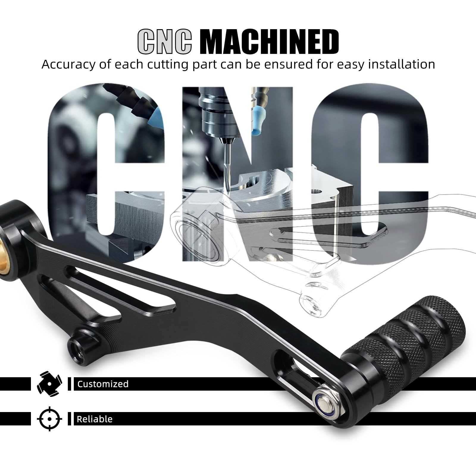 NICECNC Leva del cambio leva del cambio compatibile con BMW R1200GS 2013-2018, R1200GS Adventure 2013-2018, R1250GS 2019-2023, R1250GS Adventure 2019-2024, alluminio, nero