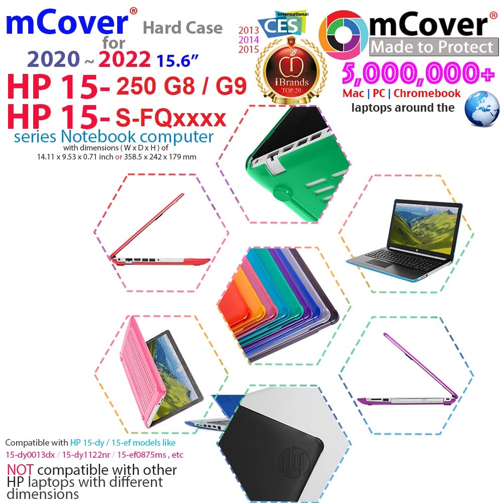 mCvoer - Custodia rigida compatibile con modelli HP serie 250/255 G8/G9/HP 15-DY / 15-DW / 15s-fq (**Non per altri laptop**) (trasparente)