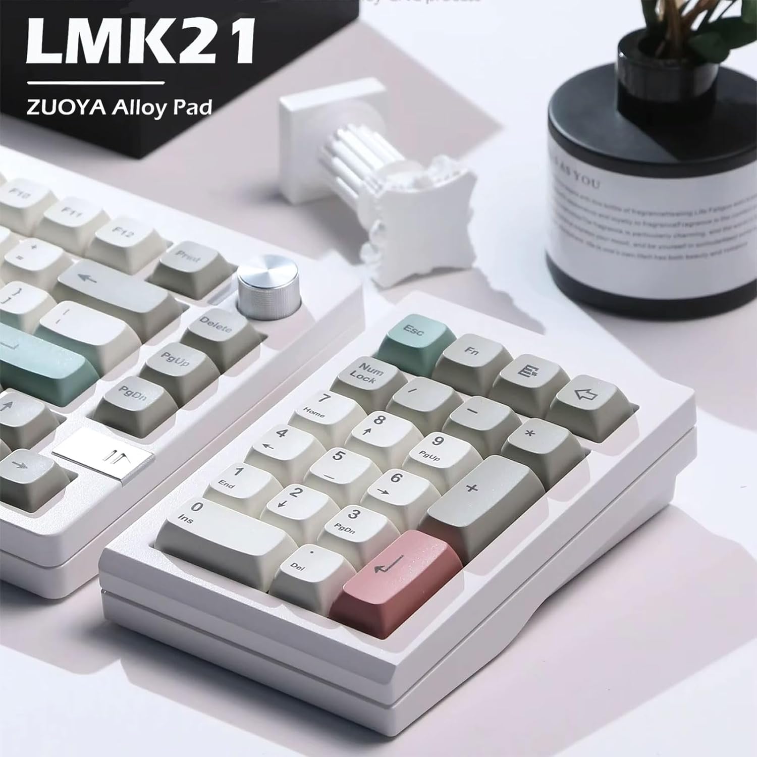LMK21 Aluminum Alloy Mechanical Number Pad,VIA Programmable Wireless Numeric Keypad Tri-Mode BT5.0/2.4G/Type-C Rechargeable Numpad RGB Hot-Swap Gasket Keypad for Laptop/PC/TKL Keyboards