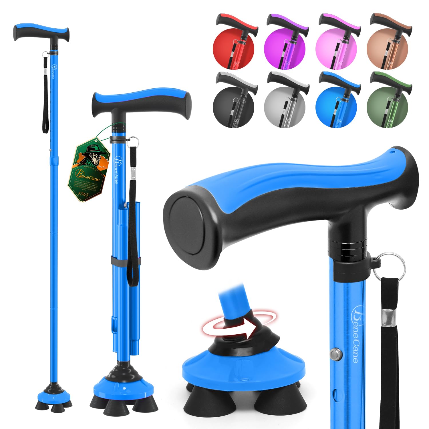 Lot De 2 Cannes De Marche Pliables Et Réglables En Hauteur - Léger En Aluminium - NEUF