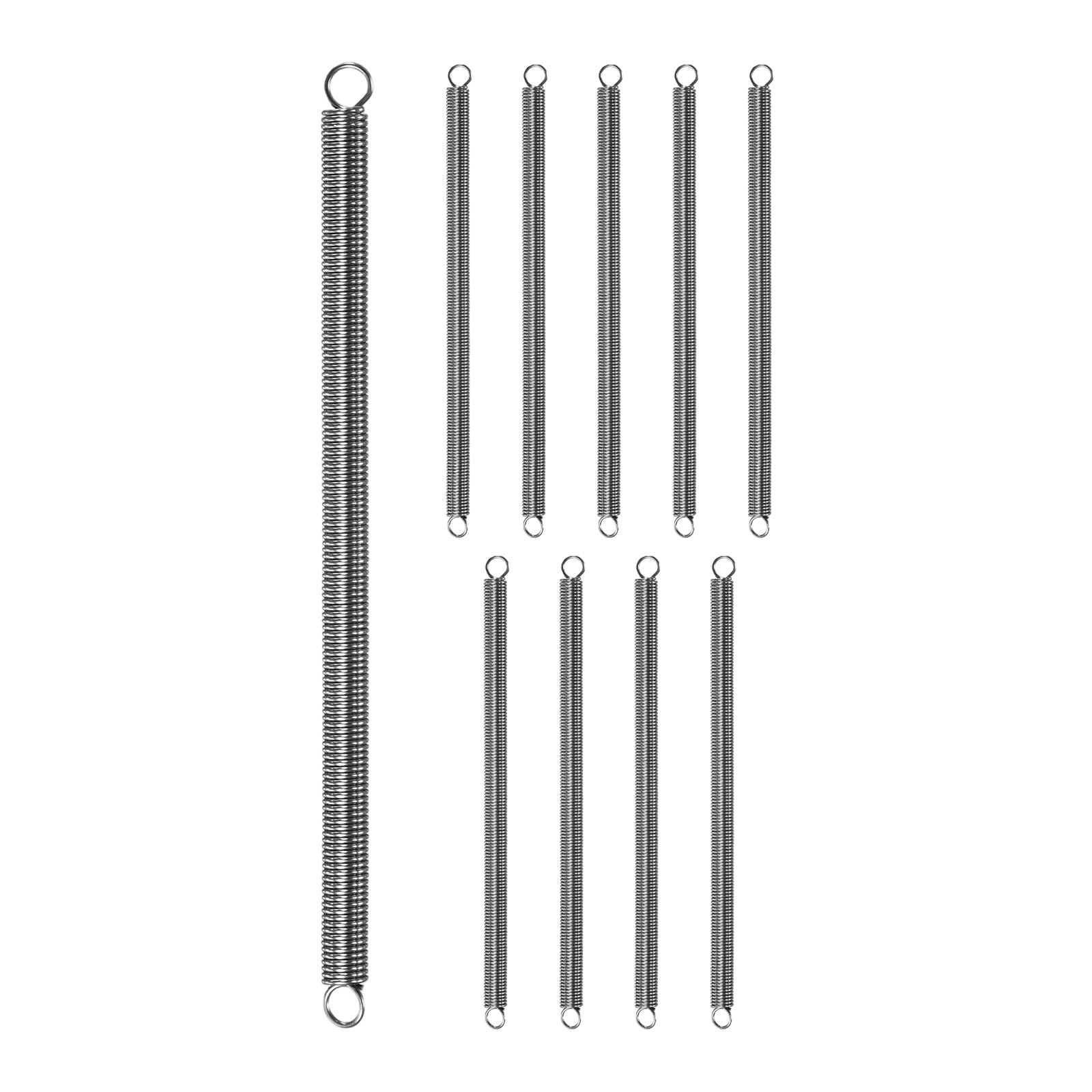 M METERXITY 10-Pack Extension Springs, 120mm Length 6mm OD 304 Stainless Steel Dual Hook Tension Spring for DIY/Garden Tool/Mechanical Repair Replacement [Silver Tone, 0.8mm Wire Size]