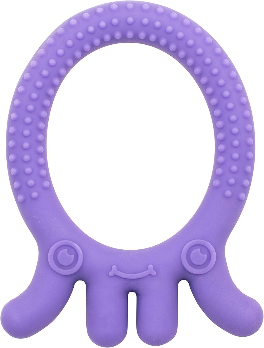 Dr. Brown's Flexees Friends Purple Octopus, Soft 100% Silicone Baby Teether, BPA Free, 3m+