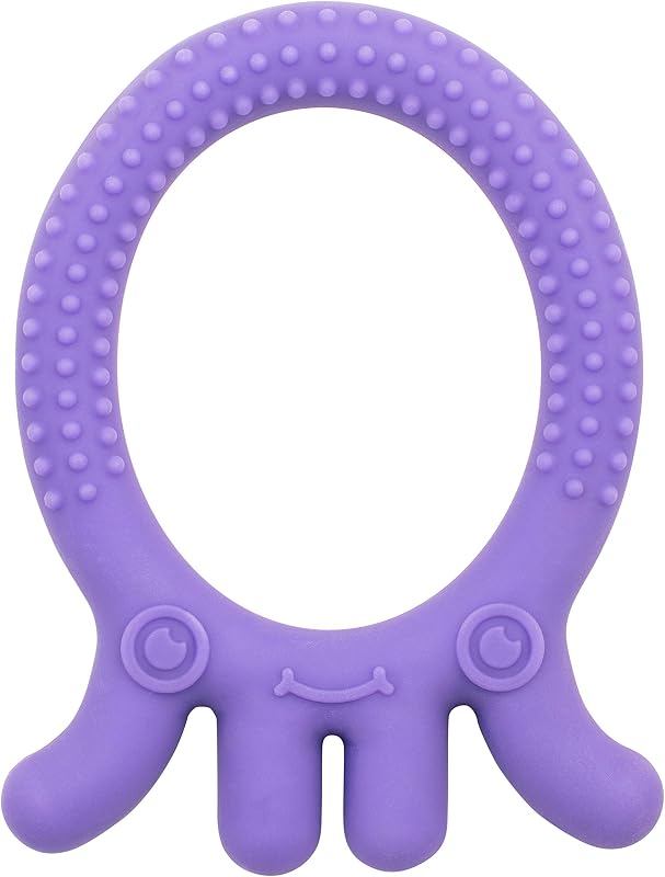 Dr. Brown's Flexees Friends Purple Octopus, Soft 100% Silicone Baby Teether, BPA Free, 3m+