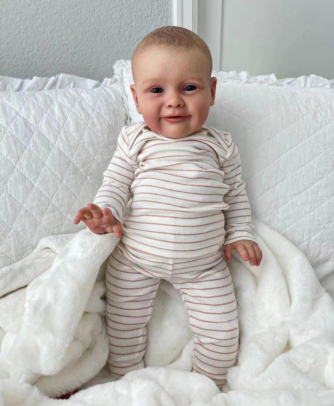 Anano Reborn Dolls That Look Realistic 24“ 60cm Baby Boy Reborn Baby Dolls Toddler Girl Doll with Dummy and Bottle (LONG STRIPED ZOE)