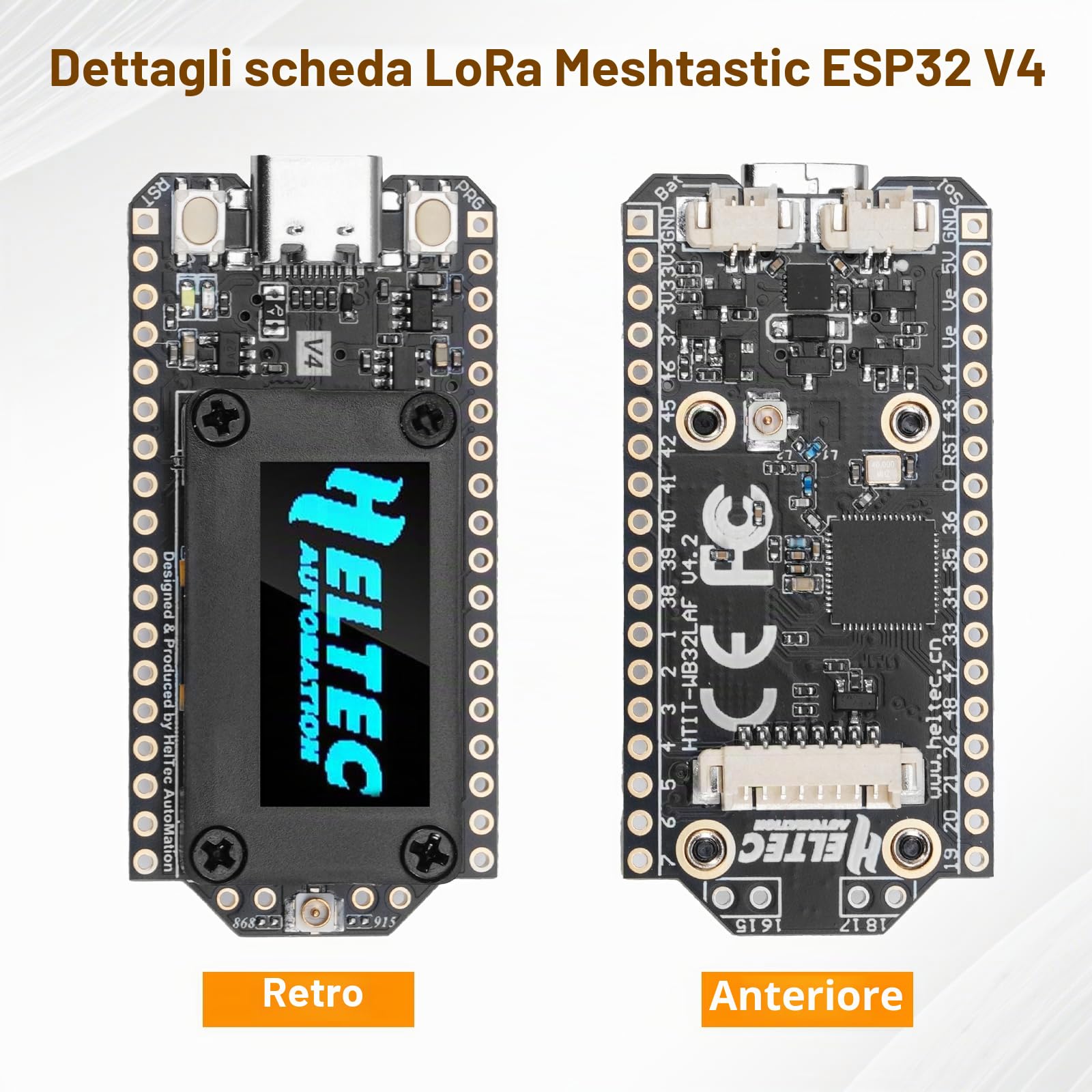 LoRa Meshtastic ESP32 V4 Scheda con antenna da 868 MHz e display OLED AYWHP LoRa ESP32 Scheda di sviluppo Wi-Fi integrato Bluetooth SX-1262 Chip compatibile con Arduino/Meshtastic