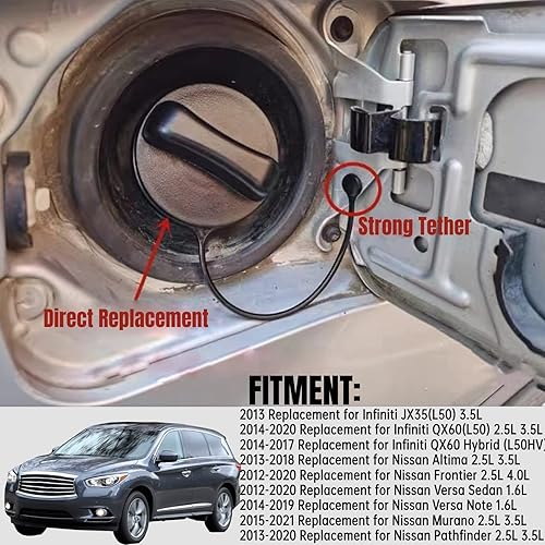 Miniatura 5 de Tapa de repuesto para Nissan Altima, tapa de gasolina con correa TETHER 17251-3JA0A Reemplazo para Infiniti, Frontier, Murano, Pathfinder, para