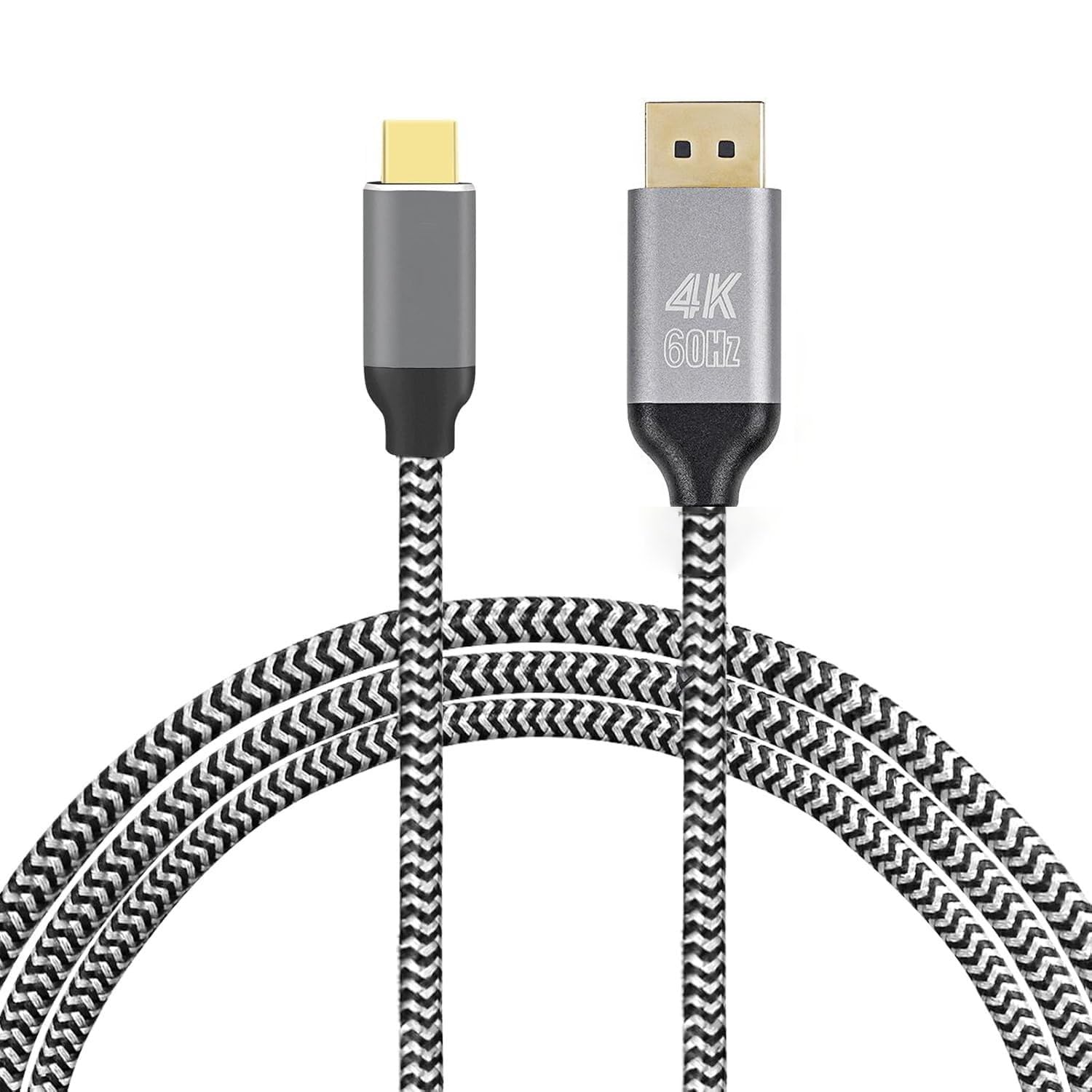 tobo usb type-c to displayport cable, 4k 60hz, nylon braided, plug & play, 1.8m usb-c to dp male to male cable for, laptop, monitor & projector, aluminium alloy, gold-plated td-1606cc