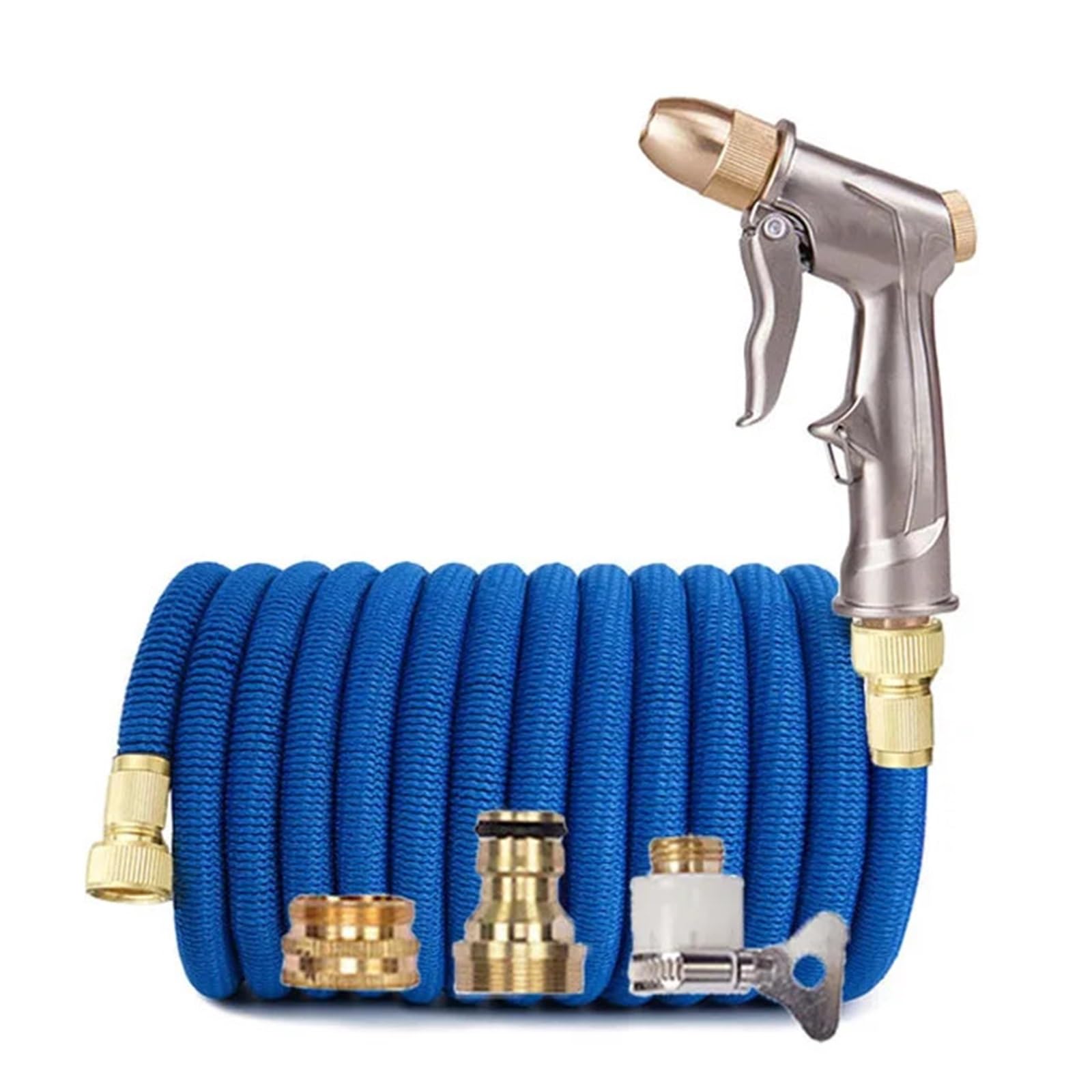 SBTRKT Manguera for Agua de jardín, Conector de Metal Doble expandible, Carrete de PVC de Alta presión, tuberías de Agua mágicas for riego de Granja y jardín(Blue,125FT-37.5M 1)