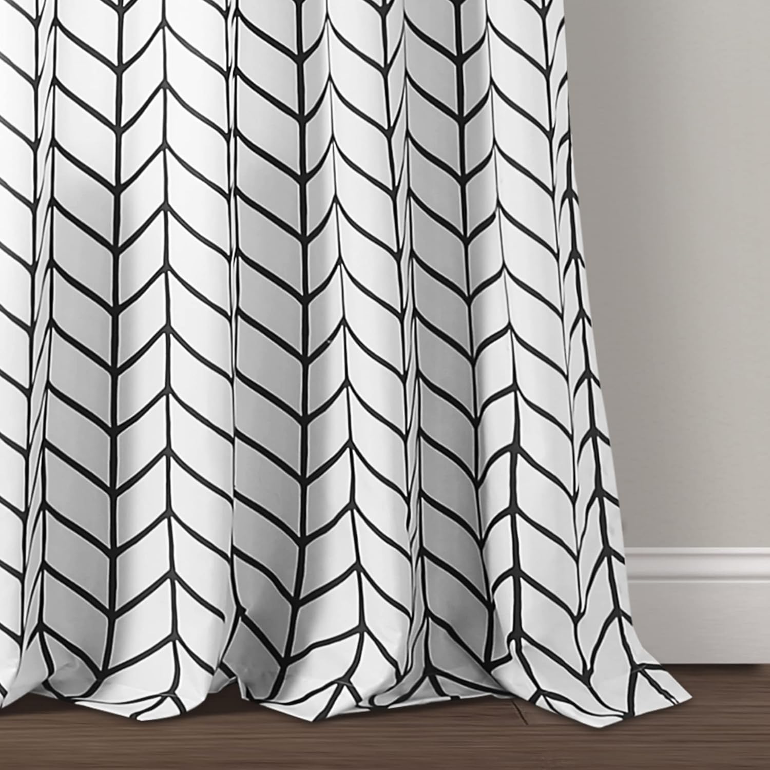 Lush Decor Calia Chevron Geo Window Curtain Panel Pair, 84" L x 52" W, Black