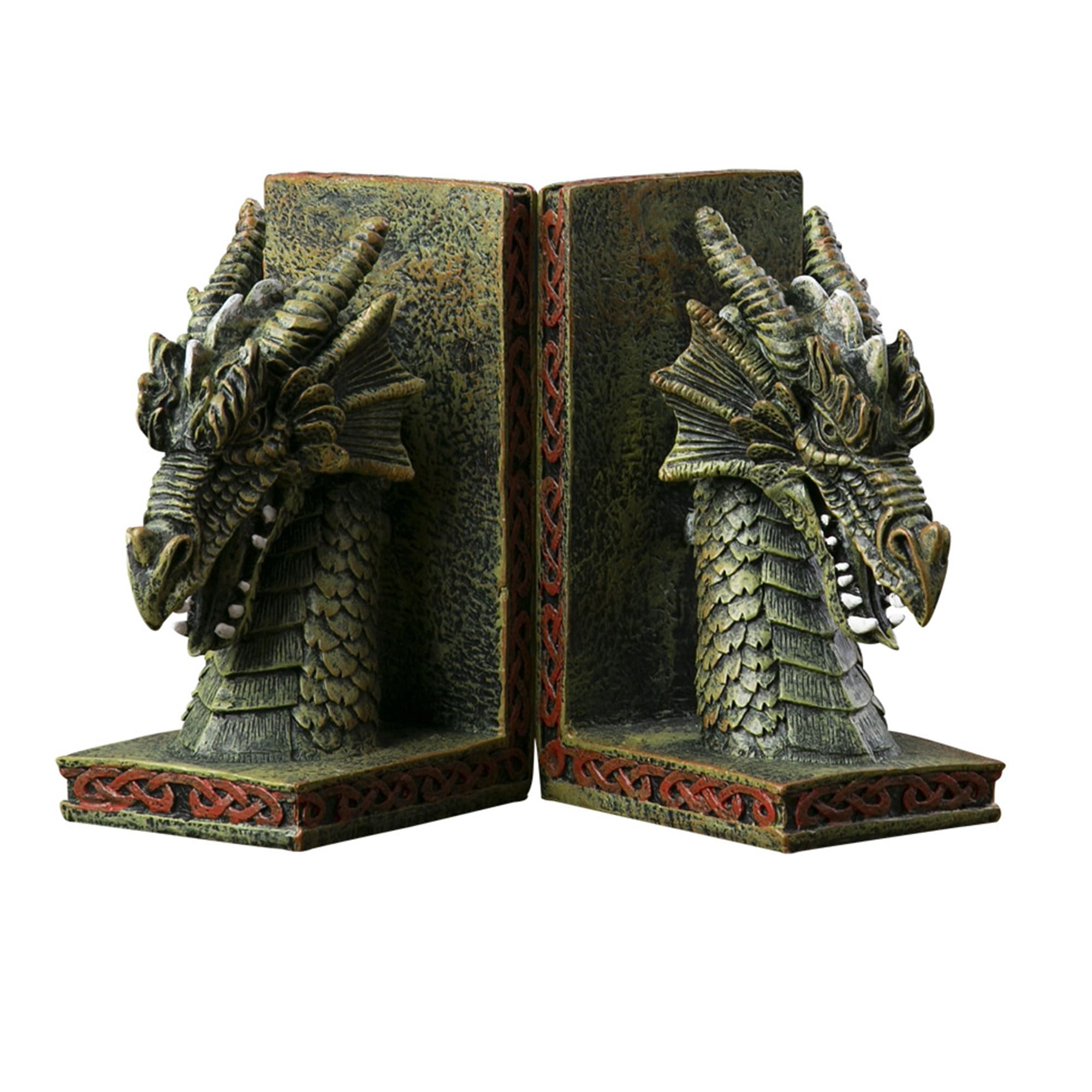 Decorative Dragon Bookend, 1 Pair Vintage Dragon Book Ends, Unique Bookends for Heavy Books, Cool Dragon Statue for Shelves, Resin Dragon Book Stopper for Bookshelf, Gifts for Book Lover