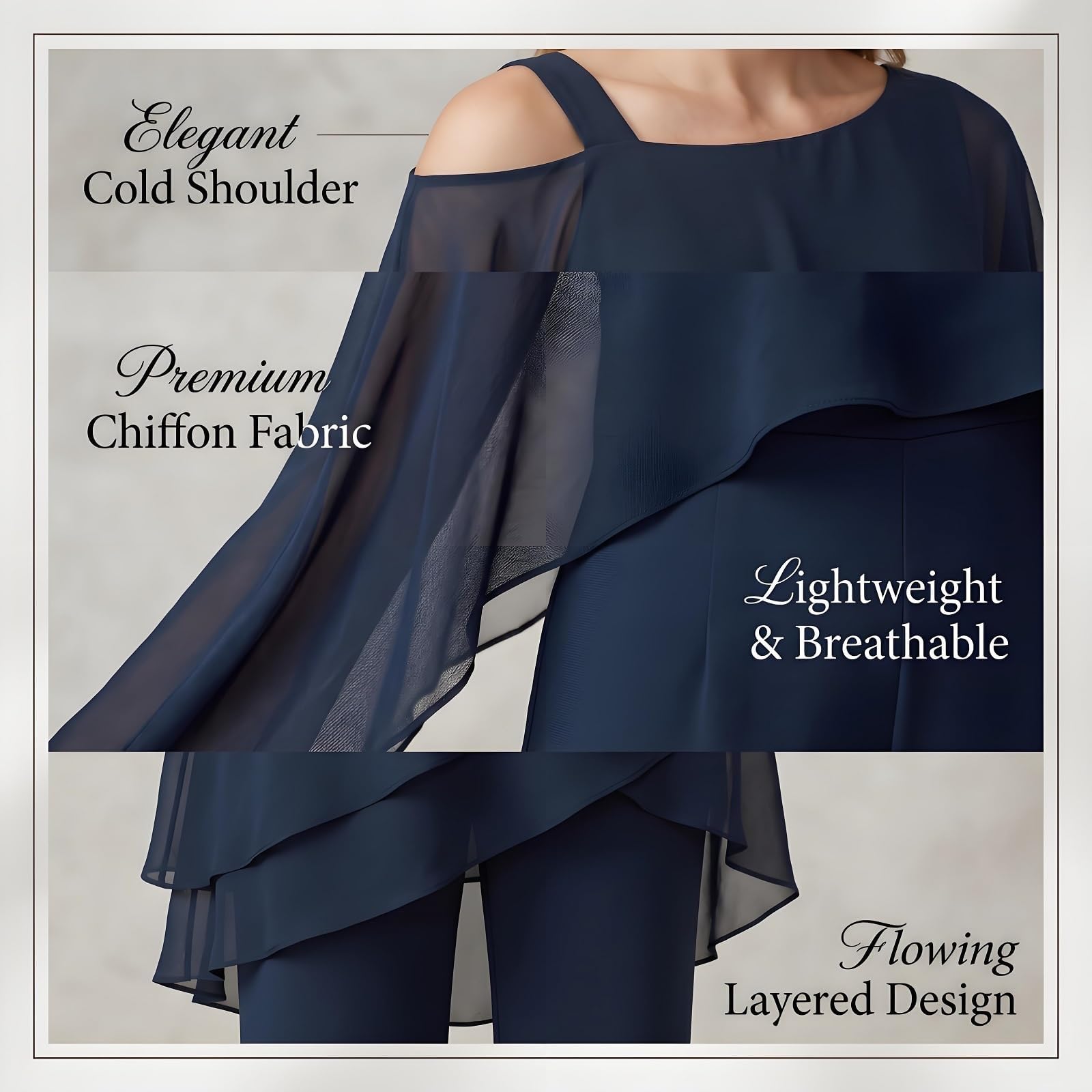 Completo Elegante in Chiffon: Top a Strati e Pantaloni a Gamba Larga – Outfit Monospalla per la Madre della Sposa e invitati al Matrimonio