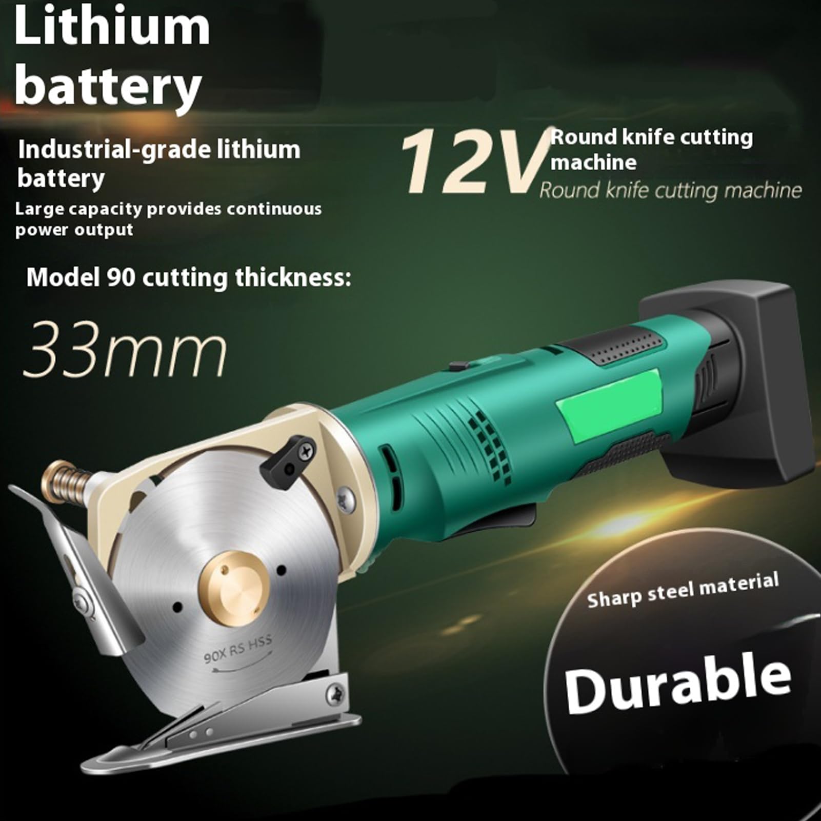 Coupe-tissu Rotatif Électrique Coupe-tissu Électrique Couteau Ciseaux Electrique Avec D'Affûtage Automatique 1400 Tr/min Épaisseur De Coupe ≤ 2,5 Cm/3,3 Cm Pour Tissu Cuir Et Tapis Avec Lames