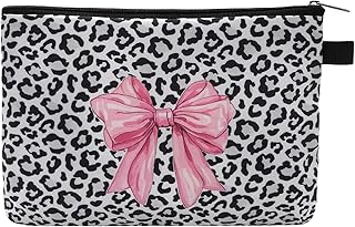 Bolsa de maquillaje con lazo de leopardo, bol...