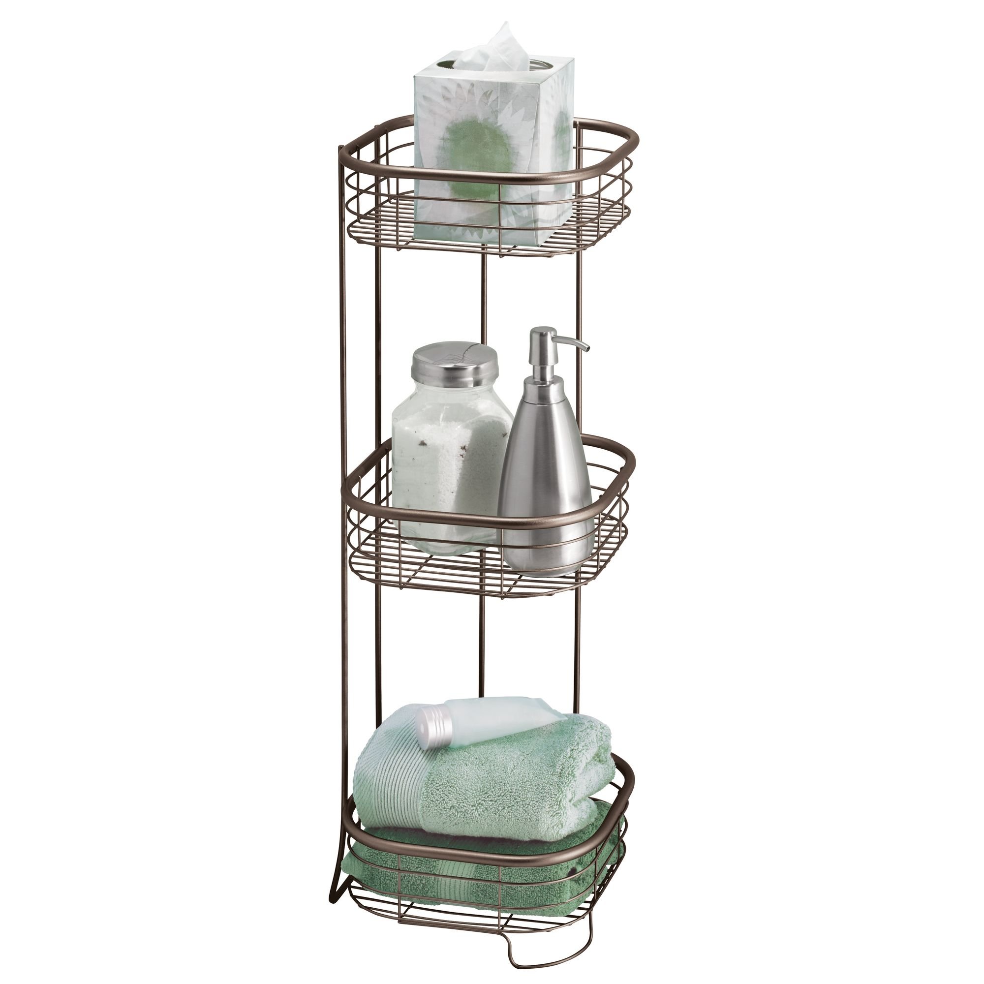 iDesign 28661EU 3 Ripiani Doccia, Rettangolari, Metallo, Marrone, 24x24x66.5 cm