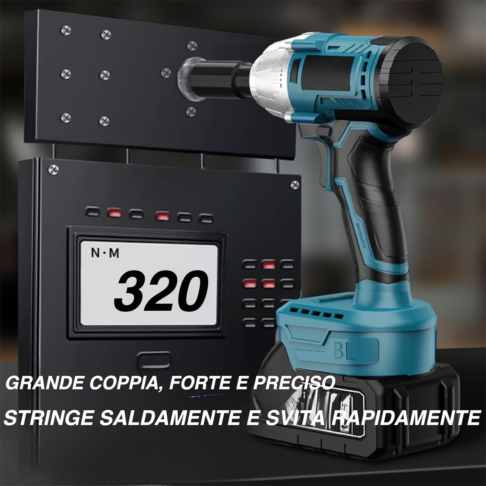 VOLTIX Avvitatore a Impulsi Cordless 21V, 320N.M Motore Brushless, Avvitatore a Percussione a 2 Velocità, Elevata Coppia, con Luce LED, Batteria Ricaricabile, Ideale per Riparazione Auto, Fai da Te e