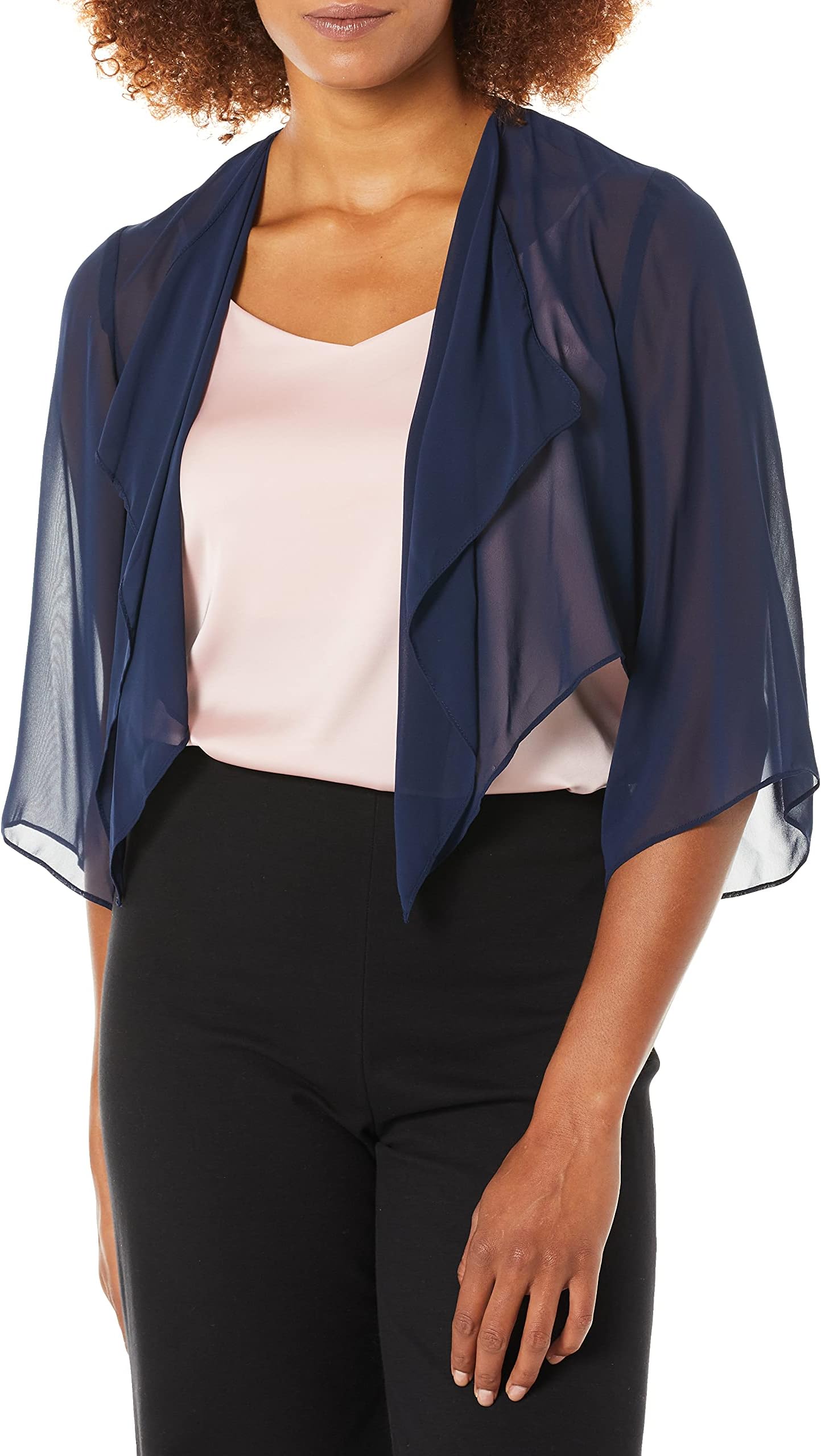 Alex Evenings Women's Short Bolero Shrug Jacket with 3/4 Sleeve Elegant Cropped Cover-Up for Formal and Evening Wear