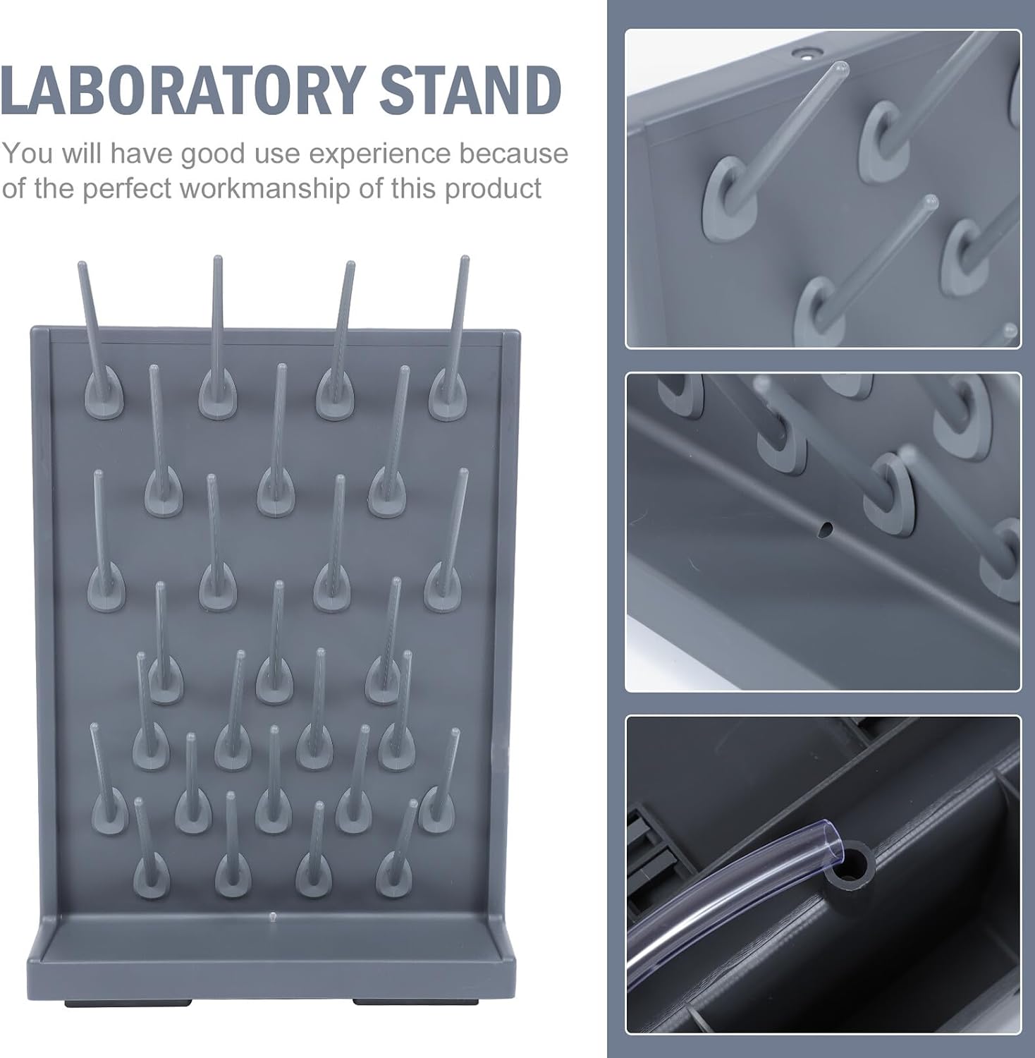 GALPADA 2pcs Black Pp Test Tube Drying Rack Laboratory Plastic Drain Shelf with 27 Pegs Set for Lab Glassware Drip Drying