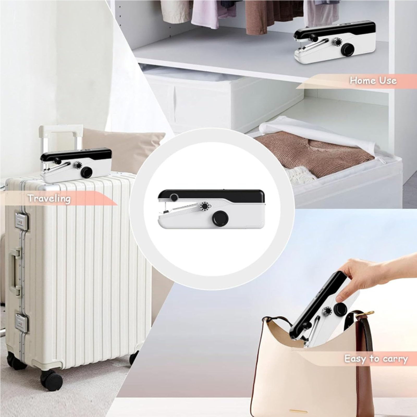 2 Piezas Máquina de Coser de Emergencia de Mano, 2 Niveles Mini Kit de Costura para el hogar Ajustable Máquina Exquisita y portátil se Aplica a la Ropa, el Viaje en el hogar