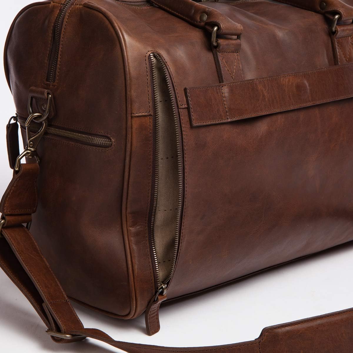 Moore and Giles Booker Cabin Duffel in Brown Baldwin Oak Leather