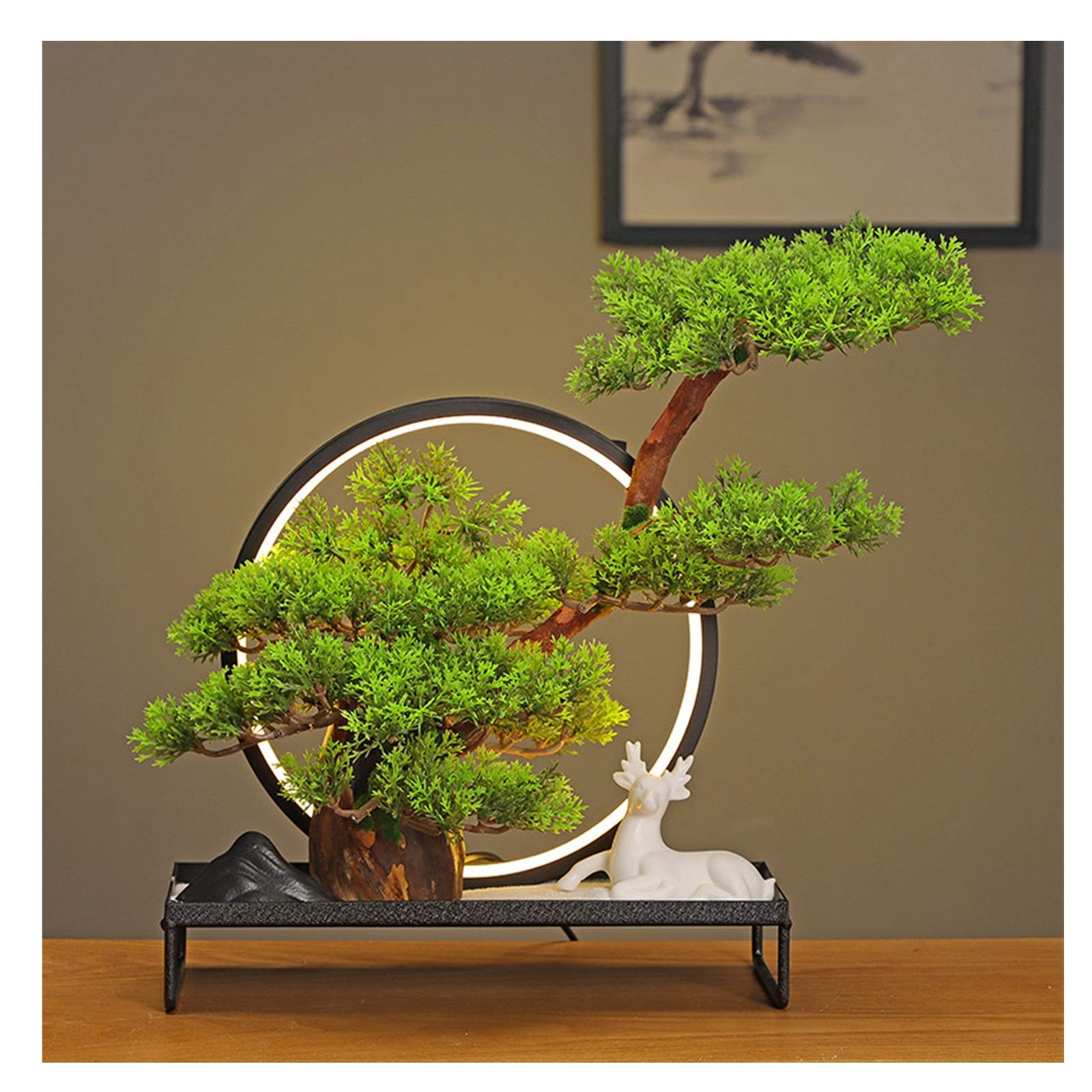 Artificial Plants محاكاة الإبداعية النباتات الخضراء الصينية الترحيب الترحيب الصنوبر الديكور غرفة المعيشة فندق المنزل مدخل مكتب الديكور هدية Artificial Dried Flora (Color : S)