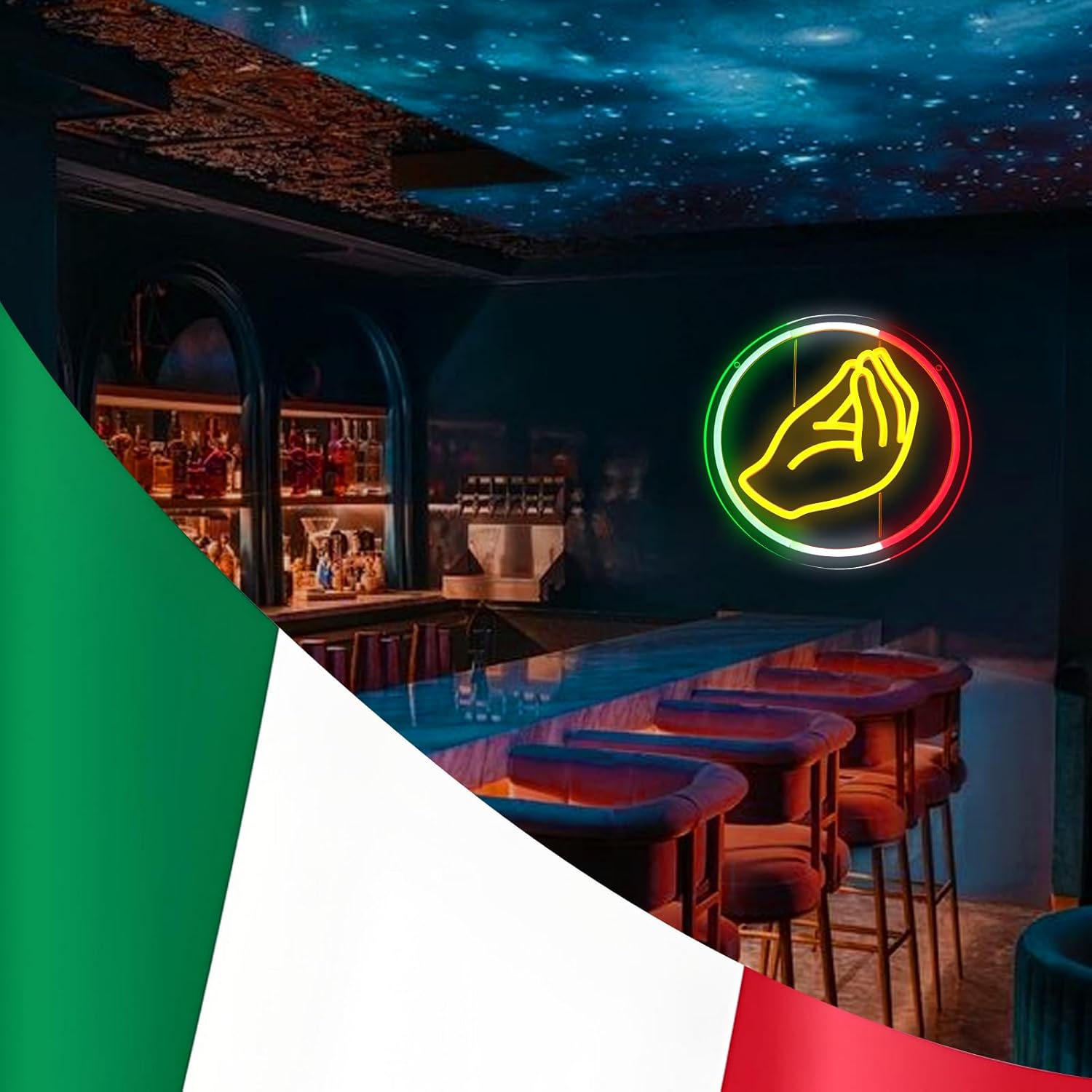 Italian Hand Gesture Neon Sign for Wall Decor, Dimmable LED Neon Light for Game Room, Bedroom Funny Decor, Neon Signs for Cultural Italian Bar Club Restaurant Party