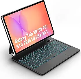 Capa com Teclado para Samsung Galaxy Tab S10 Lite/S10 FE/S9 FE 10.9" e Tab S9 11", Design Magnético Flutuante com Trackpad e Teclas de IA, Teclado Retroiluminado, Preto
