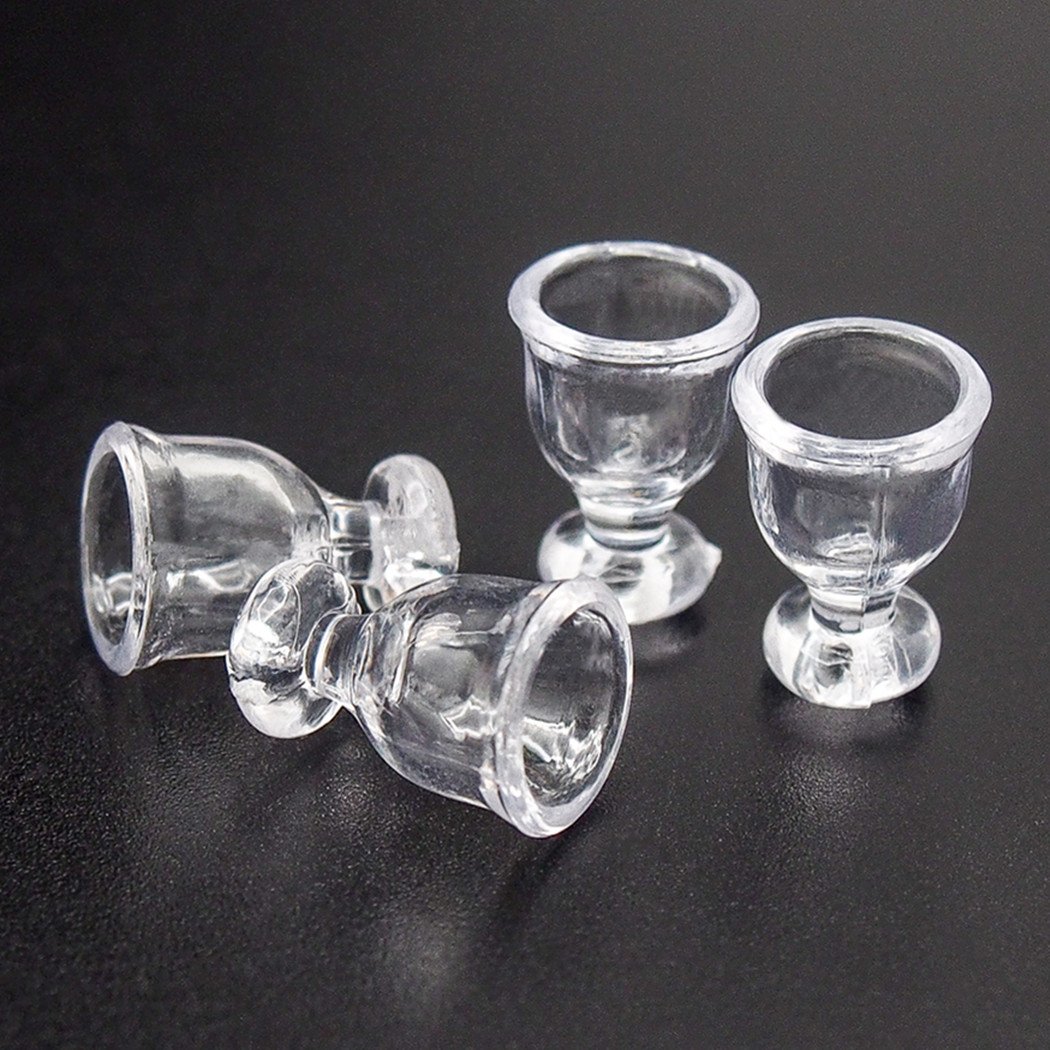 Odoria1/12 Miniature Empty Wine Glasses 4Pcs Dollhouse Decoration Accessories, A