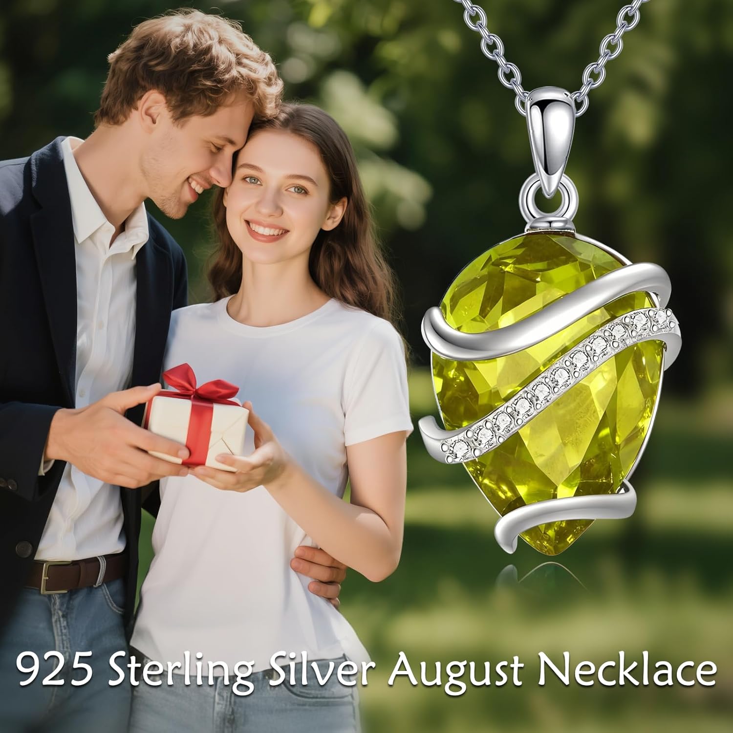 Birthstone Necklace for Women Sterling Silver Teardrop Pendant Necklace Birthday Jewelry Gift for Women - Image 2