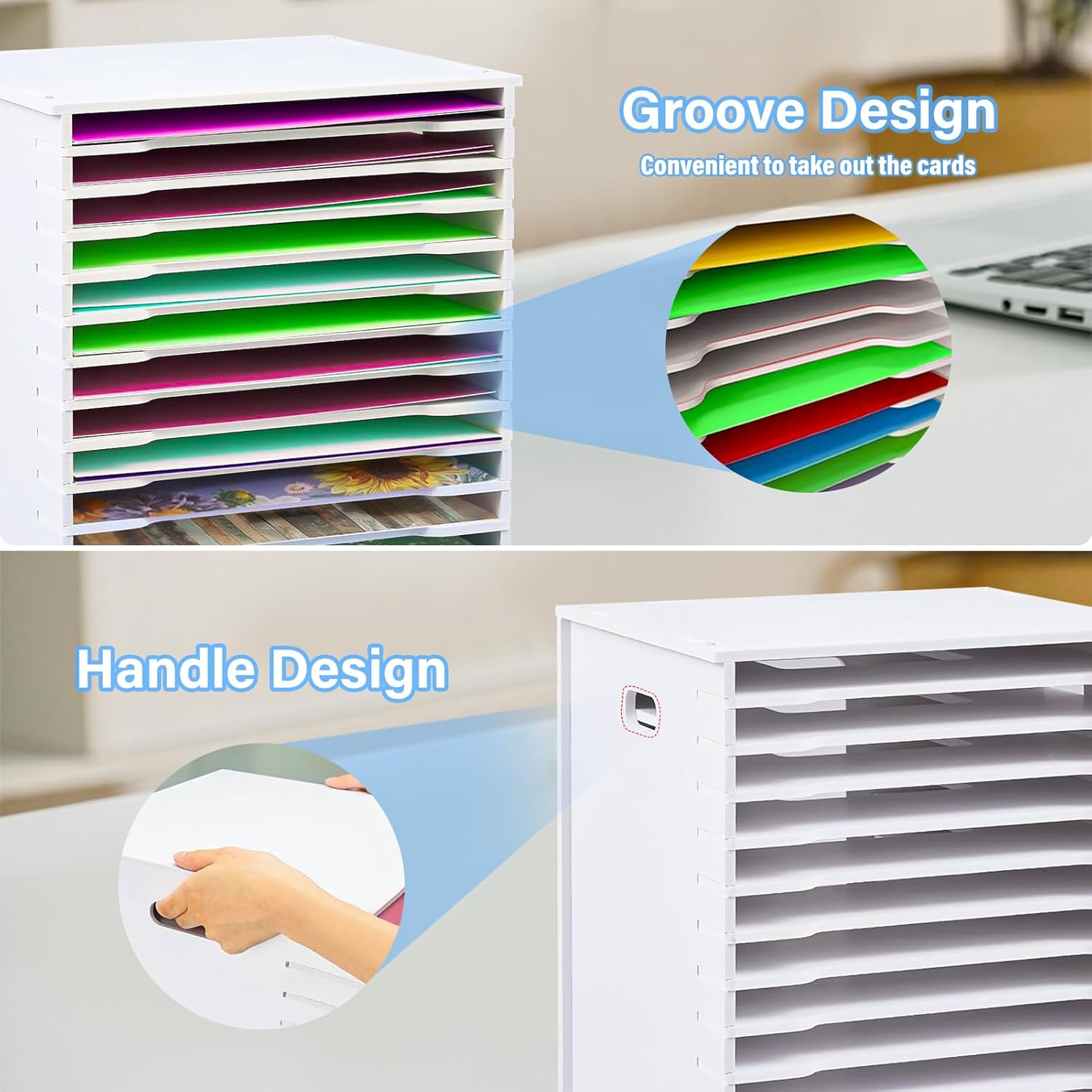 Scrapbook Paper Storage,12 x 12''Paper Organizer for Desk, 12 Tier Craft paper Holder for Home Office