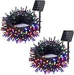 IShabao Éclairage des chaînes solaires en plein air, 33ft 100 LED Lumières de fée solaire 8 Modes Imperméable pour Jardin, Patio, Maison, Fête, Mariage, Vacances, Arbre, Wreath, Décor extérieur (blanc chaud)